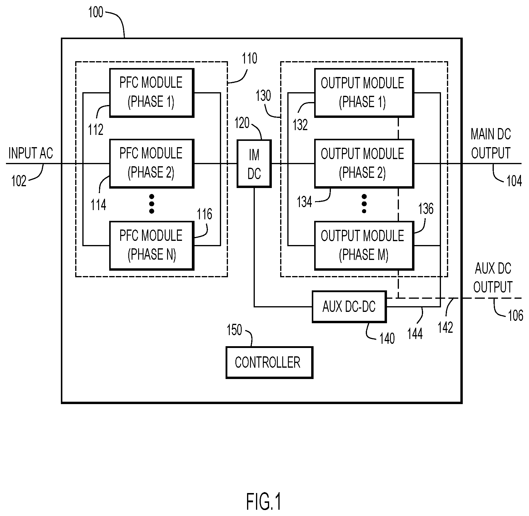 Patent US11777394 — Modular power supply architecture optimized for flat efficiency across loadings — Figure 1
