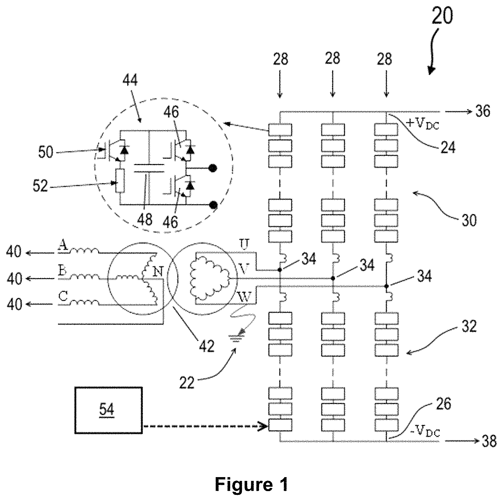 Patent US11777401 — Fault tolerant AC-DC chain-link converter — Figure 1