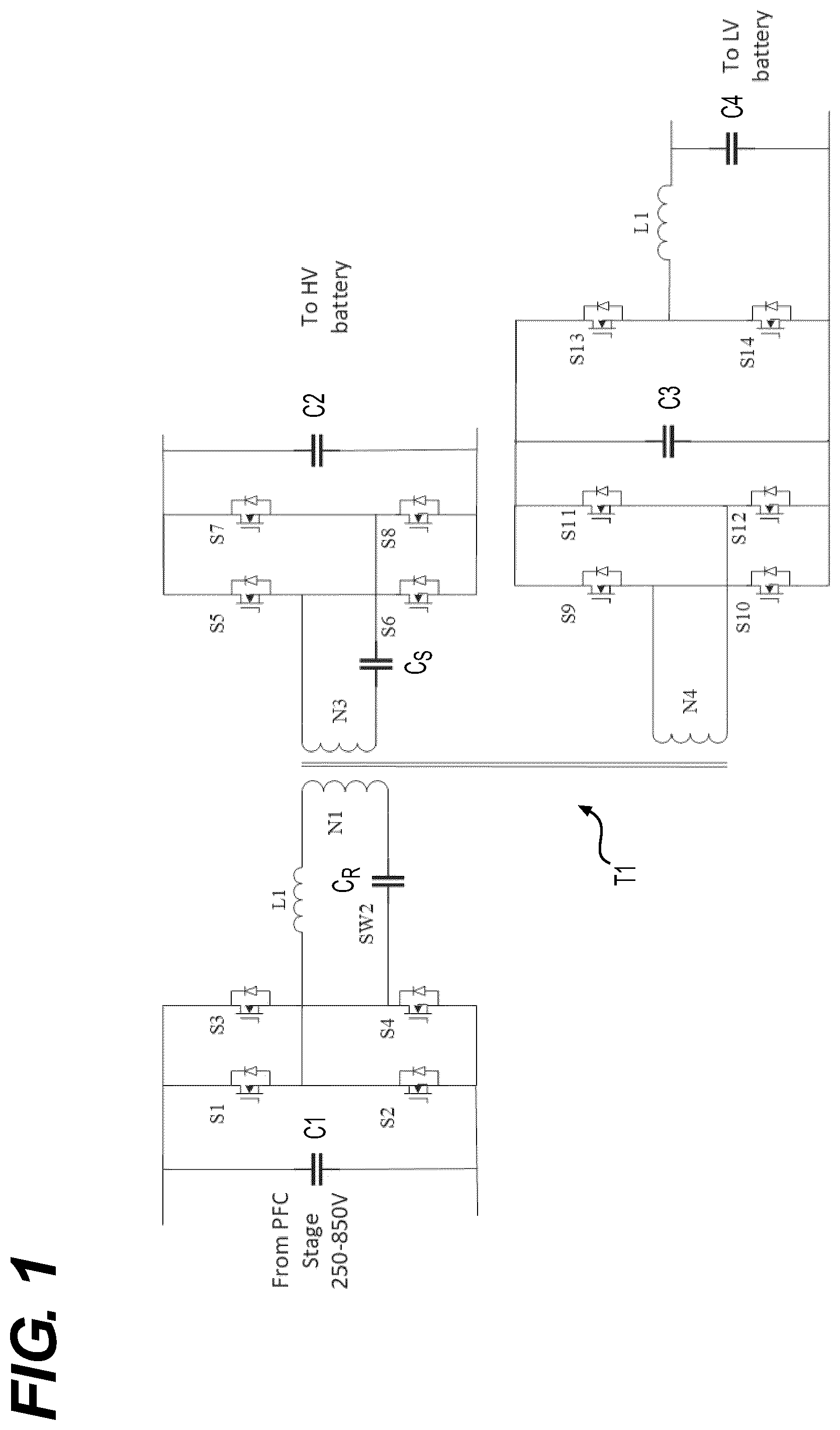 Patent US11777411 — Resonant power converter for wide voltage switching — Figure 1