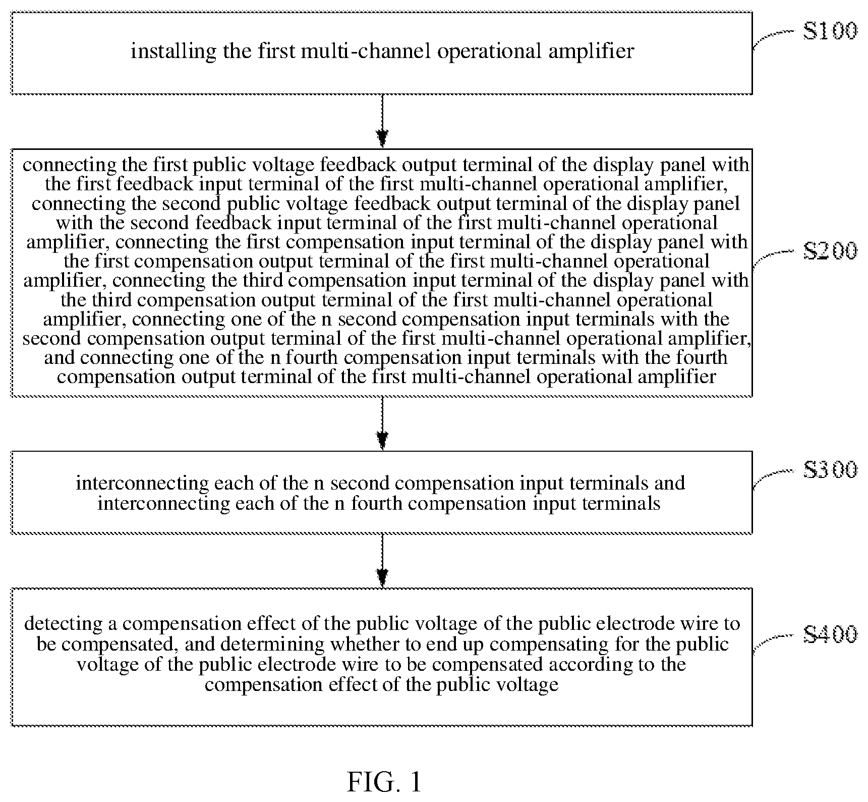 Patent US11777453 — Public voltage compensation method and display panel — Figure 1