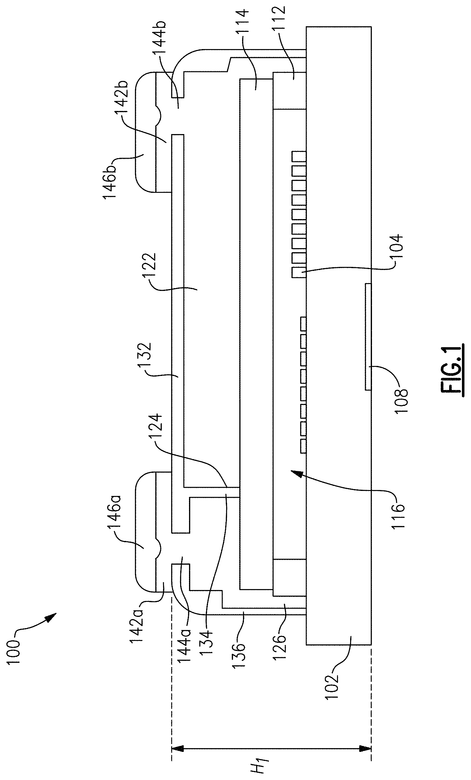 Patent US11777465 — Packaged surface acoustic wave devices — Figure 1
