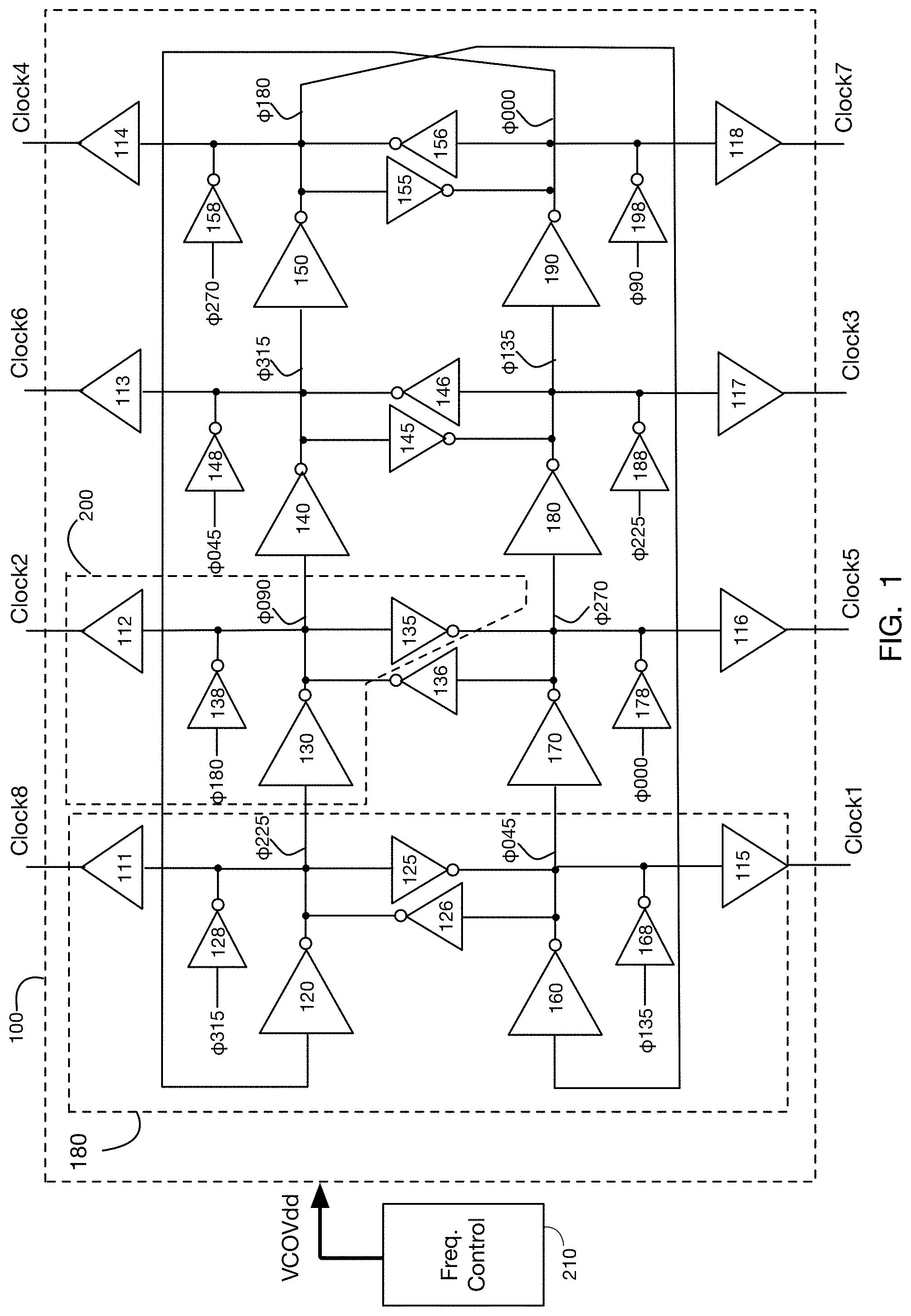 Patent US11777475 — Multiple adjacent slicewise layout of voltage-controlled oscillator — Figure 1