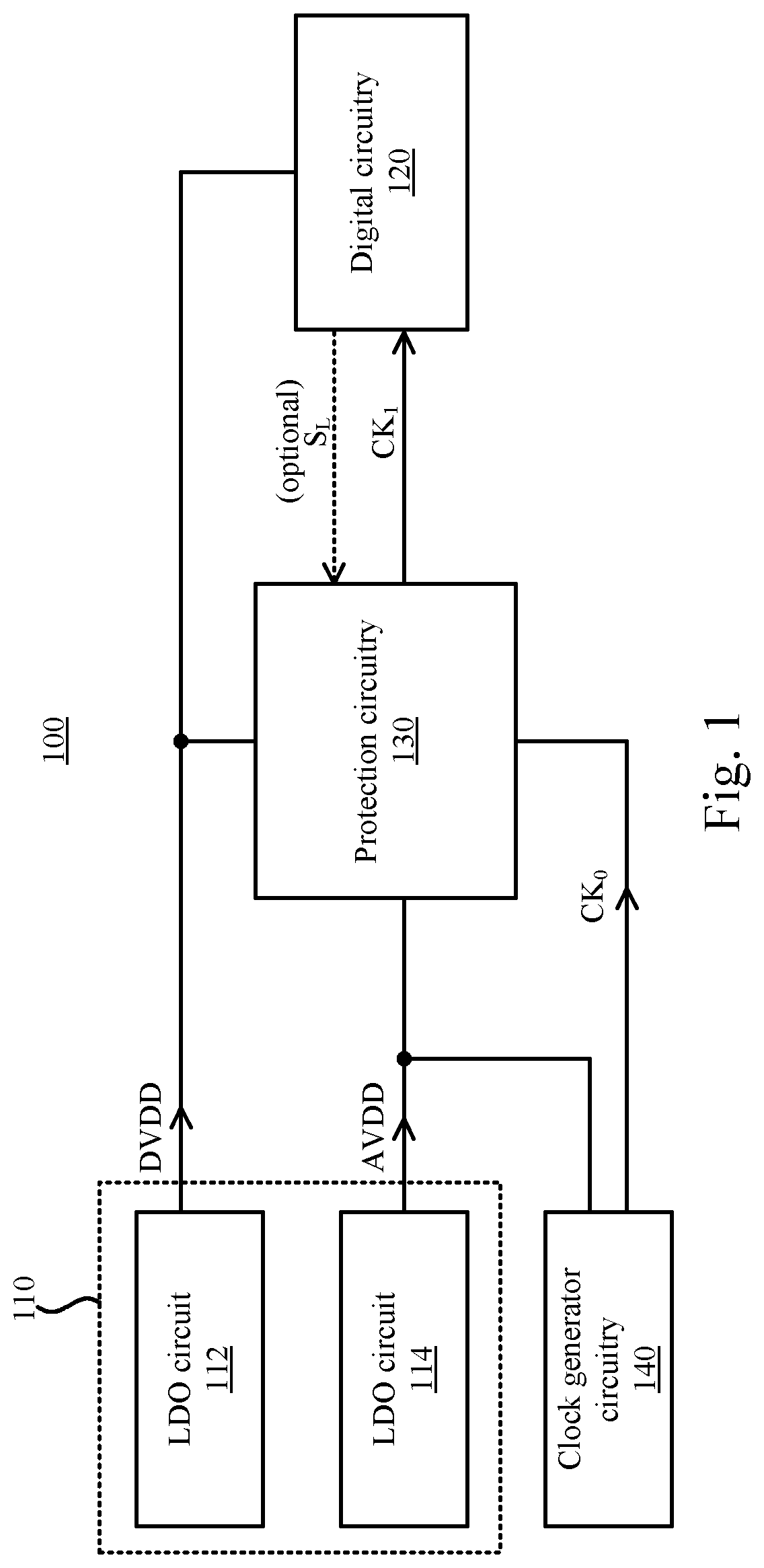 Patent US11777477 — Digital circuit device and voltage drop detector circuitry — Figure 1