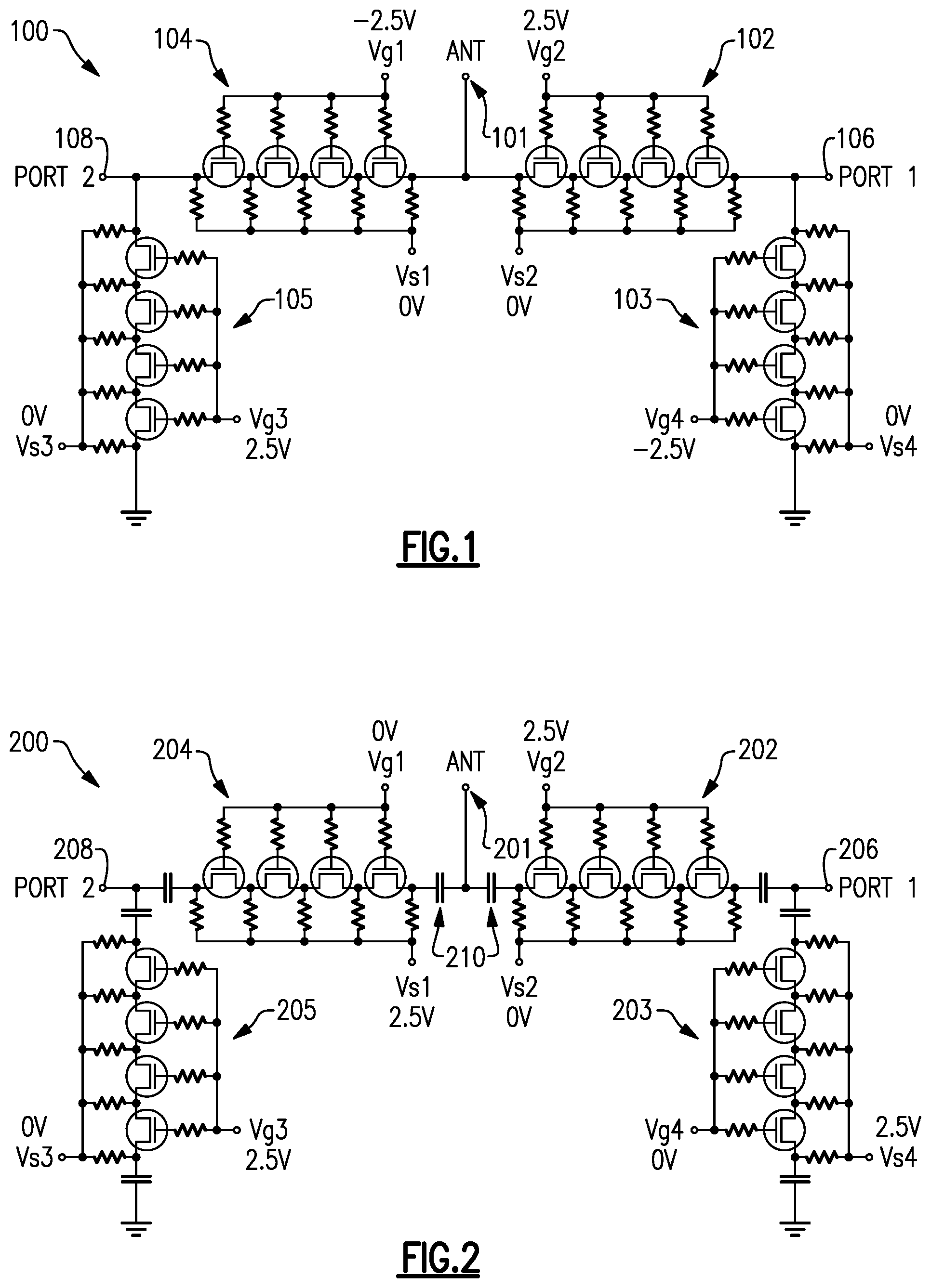 Patent US11777499 — Radio frequency switch biasing topologies — Figure 1