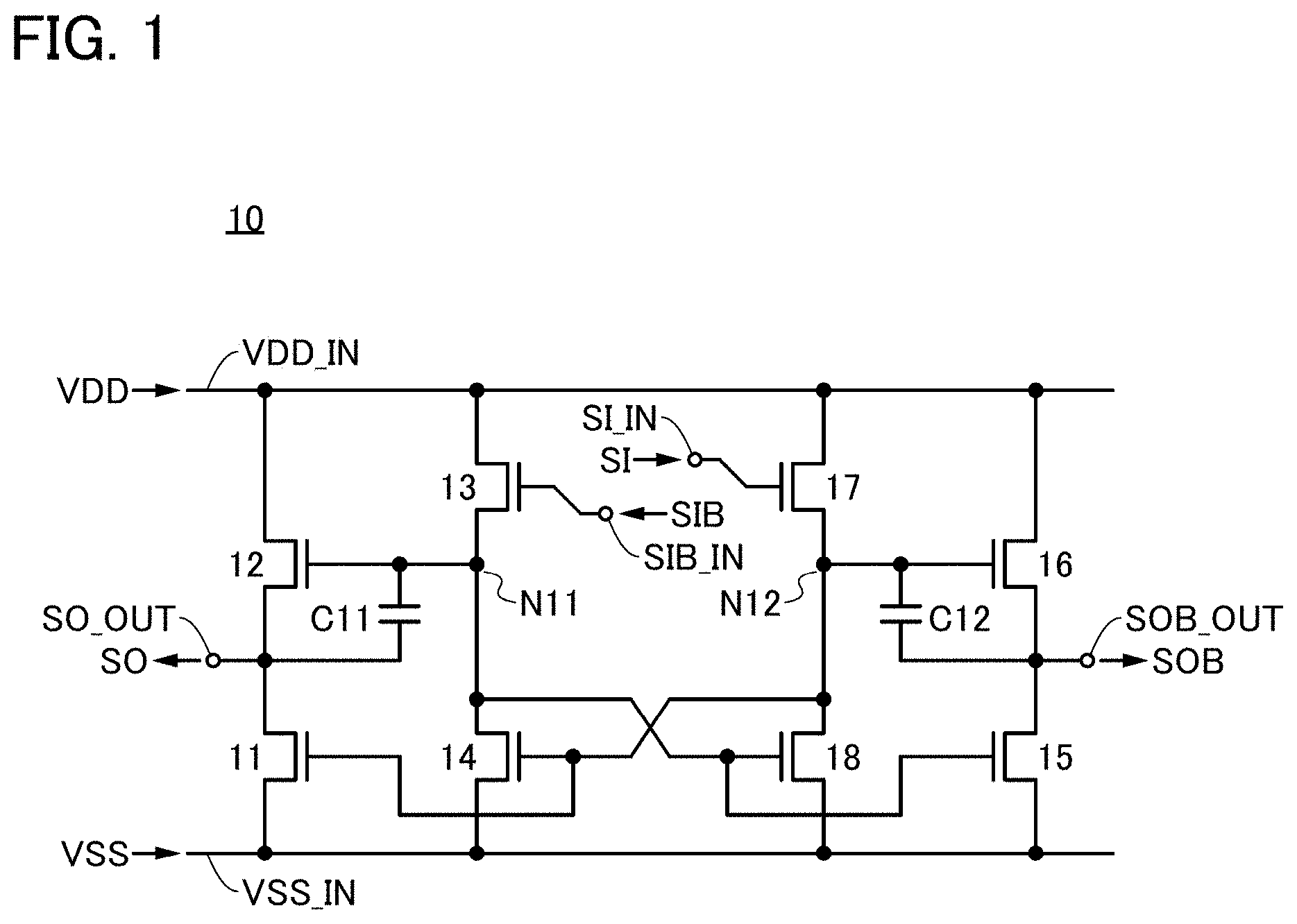 Patent US11777502 — Logic circuit and semiconductor device formed using unipolar transistor — Figure 1