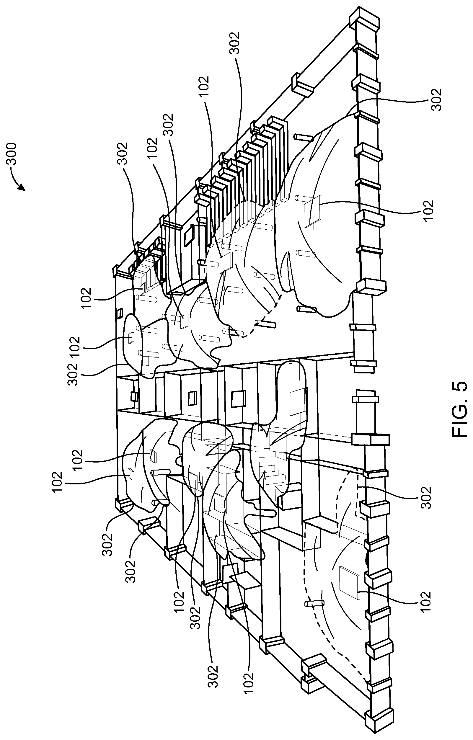 Patent US11777625 Figure 5 – Three-dimensional visualization of Wi-Fi signal propagation through multiple floors