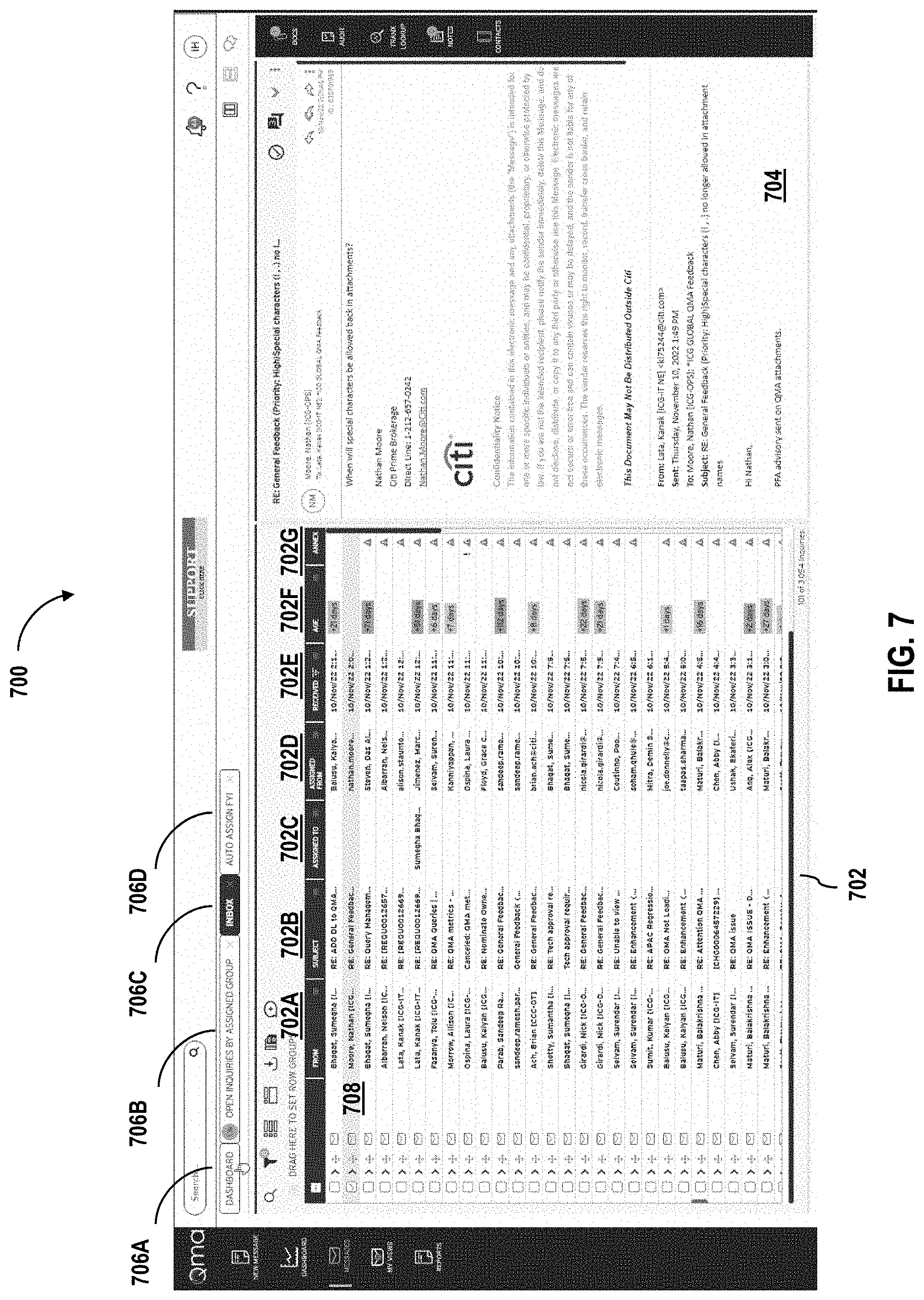 Patent US11777886 Figure 7 – Management of queries in electronic mail messages