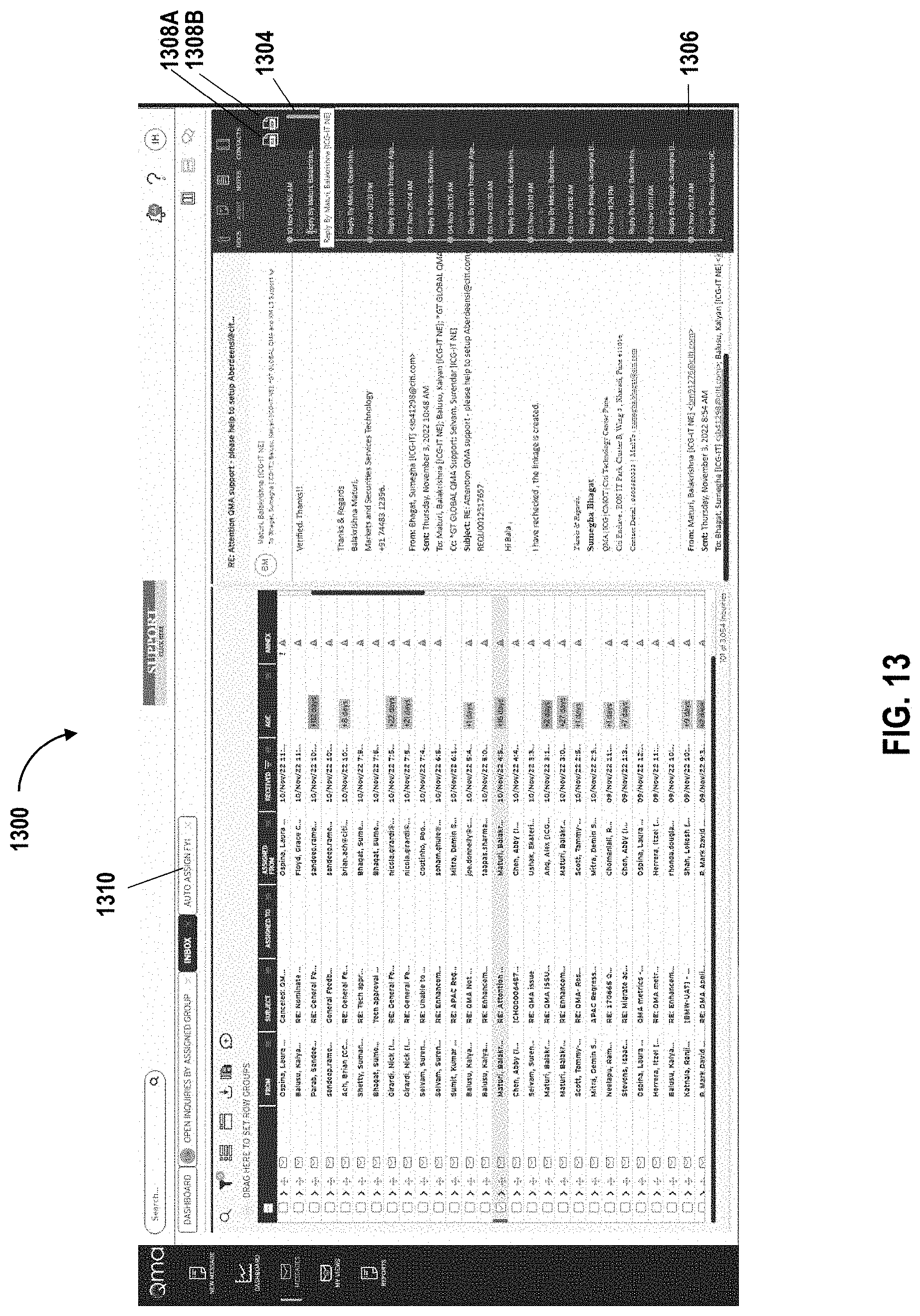 Patent US11777886 Figure 13 – Management of queries in electronic mail messages