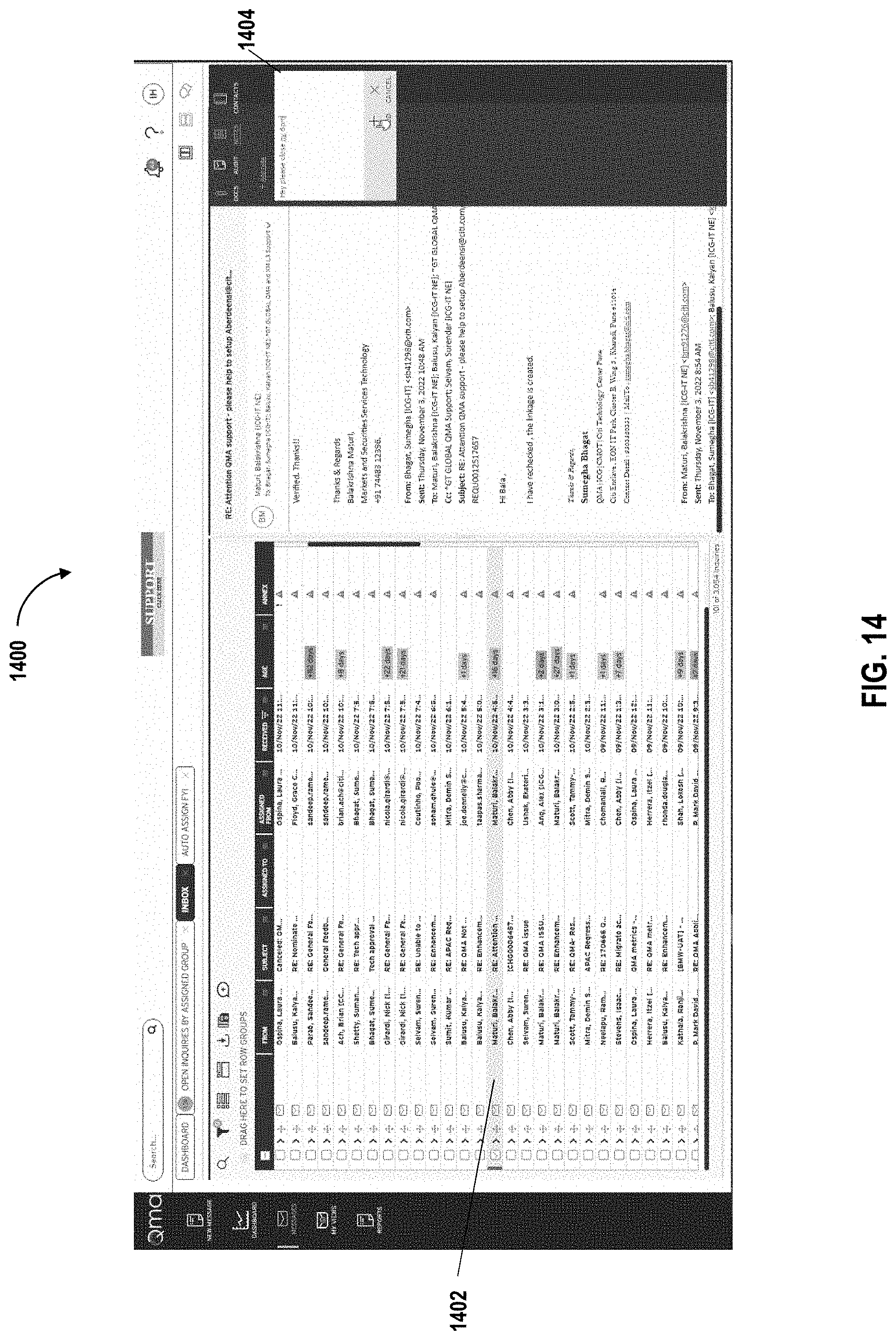 Patent US11777892 Figure 14 – Management of queries in electronic mail messages