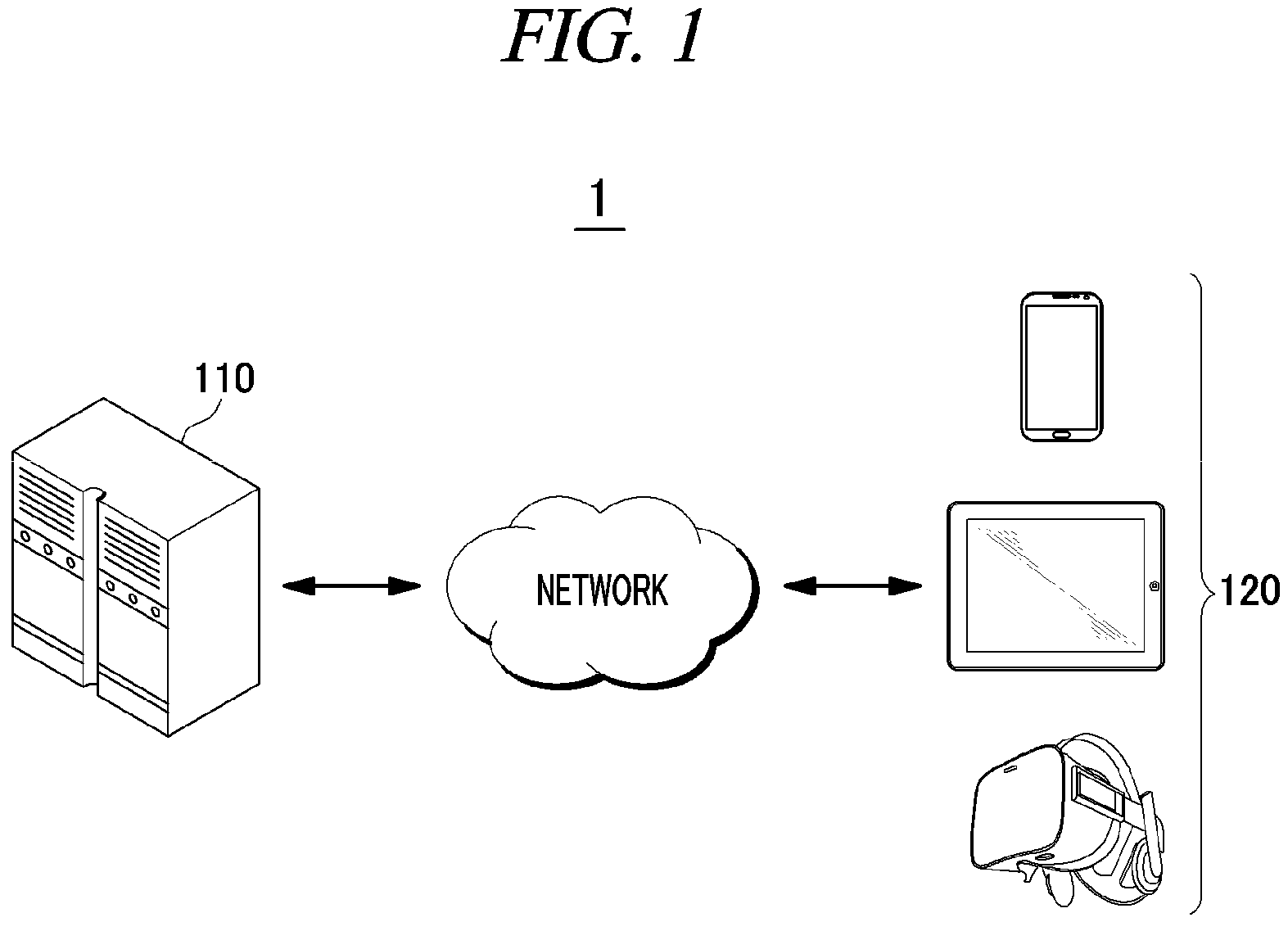 Patent US11778007 — Server, method and user device for providing virtual reality content — Figure 1