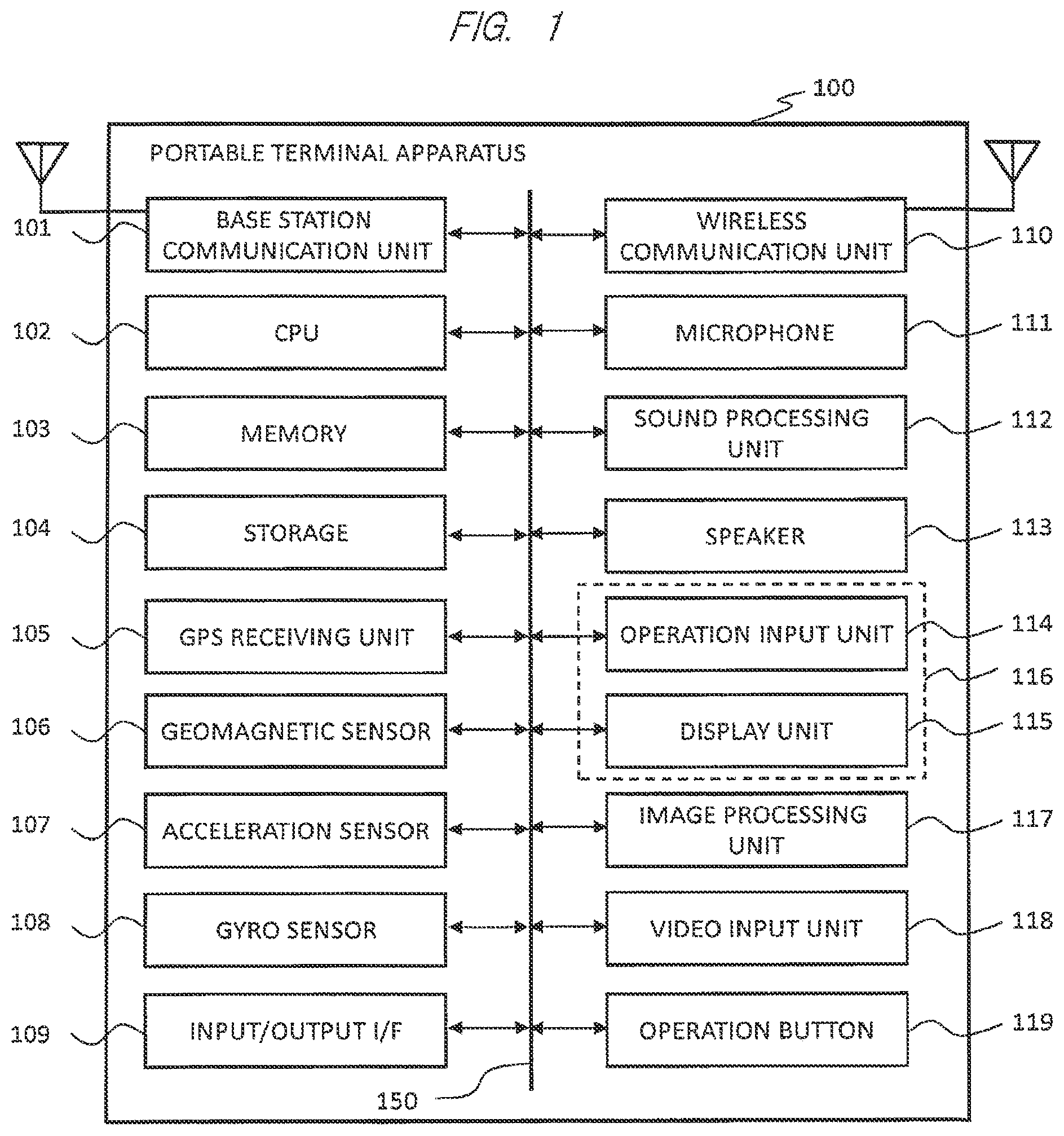 Patent US11778084 — Portable terminal apparatus — Figure 1