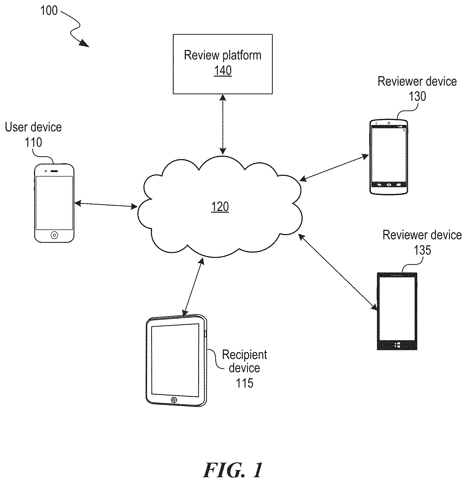 Patent US11778085 — Reviewing message-based communications via a keyboard application — Figure 1