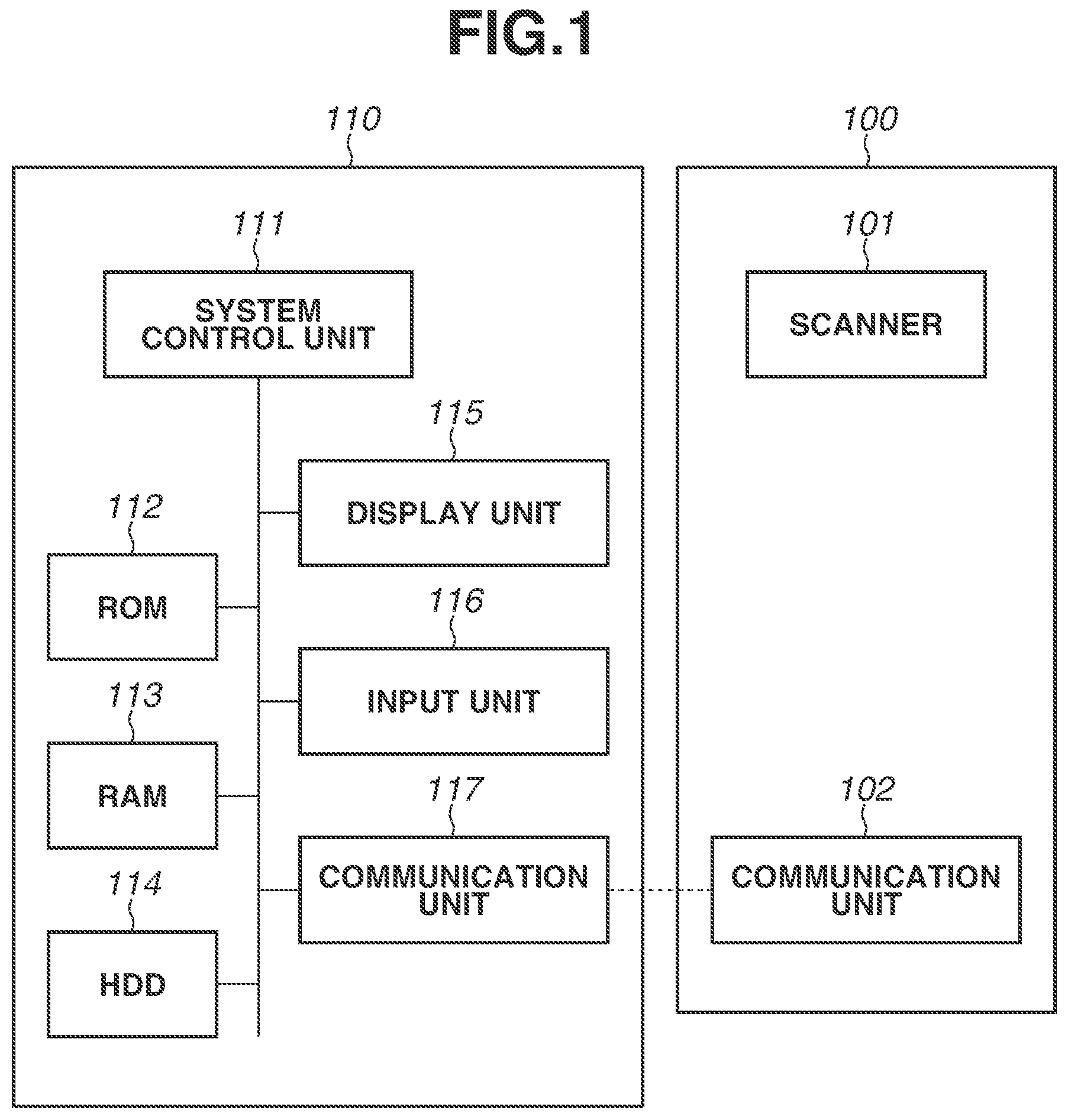 Patent US11778122 — Apparatus, method, and storage medium for removing shading dots — Figure 1