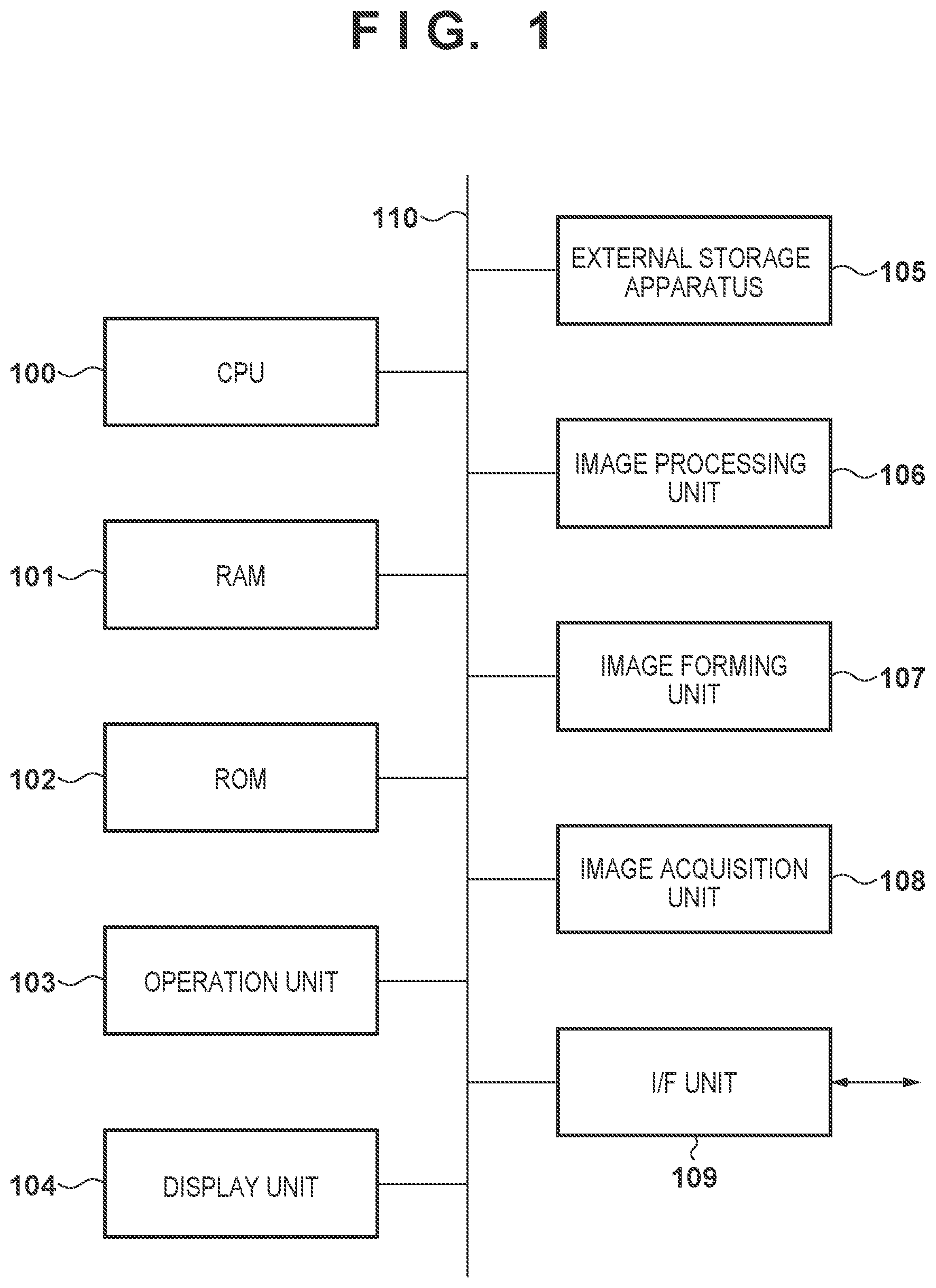 Patent US11778125 — Image processing apparatus, method, and product generating correction information in ascending order from a region of a smaller number of printing materials — Figure 1