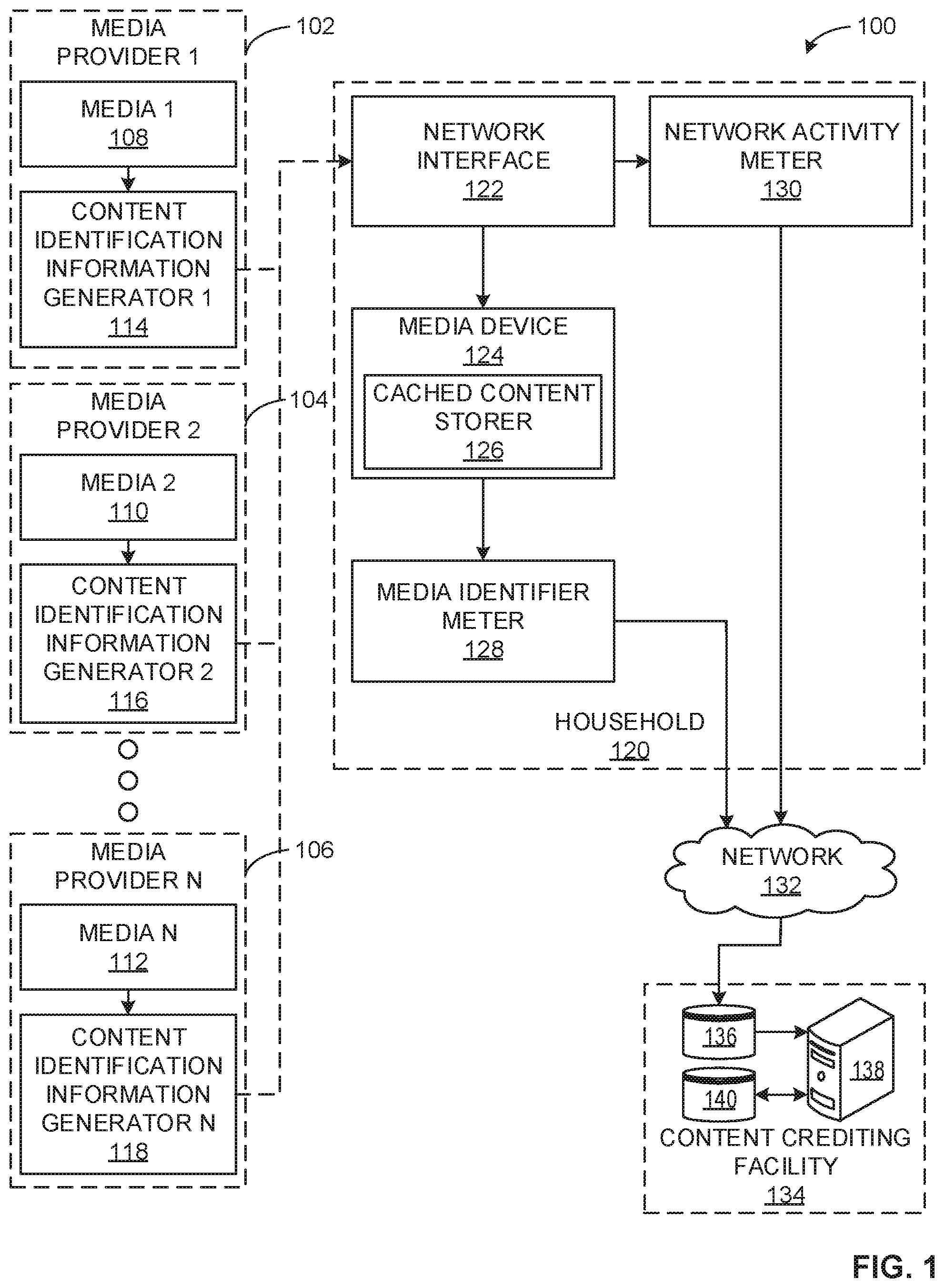 Patent US11778243 — Methods and apparatus of identification of streaming activity and source for cached media on streaming devices — Figure 1