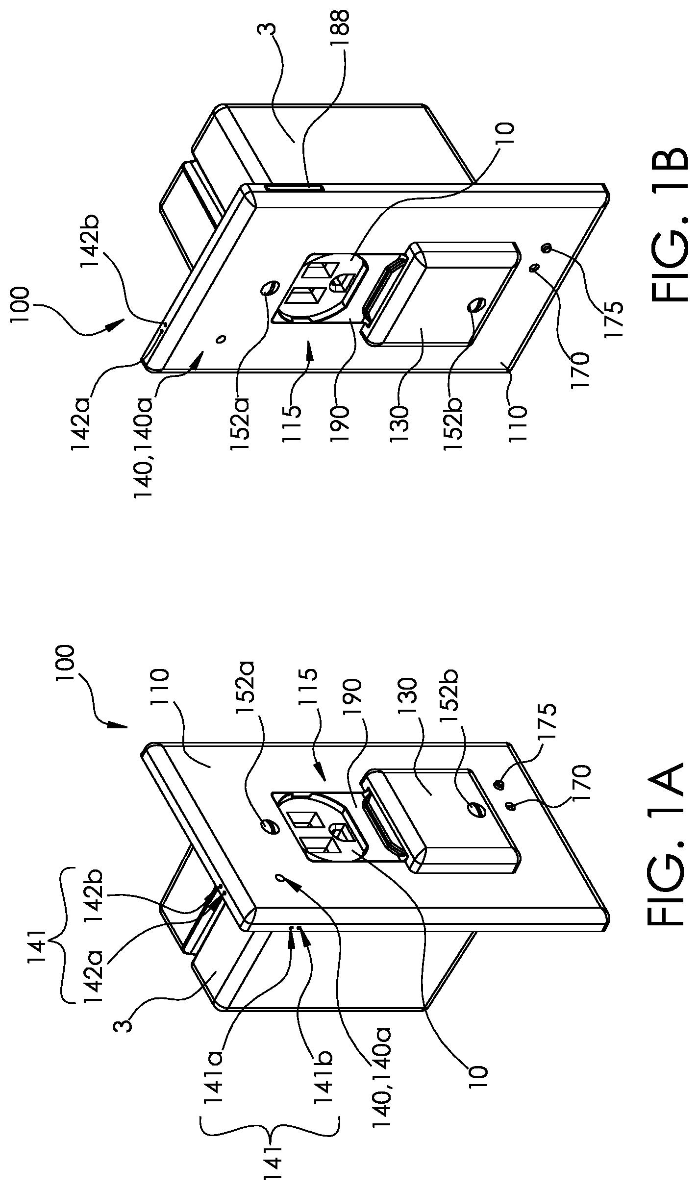 Patent US11778302 — Electrical wall plate with movably positionable camera — Figure 1