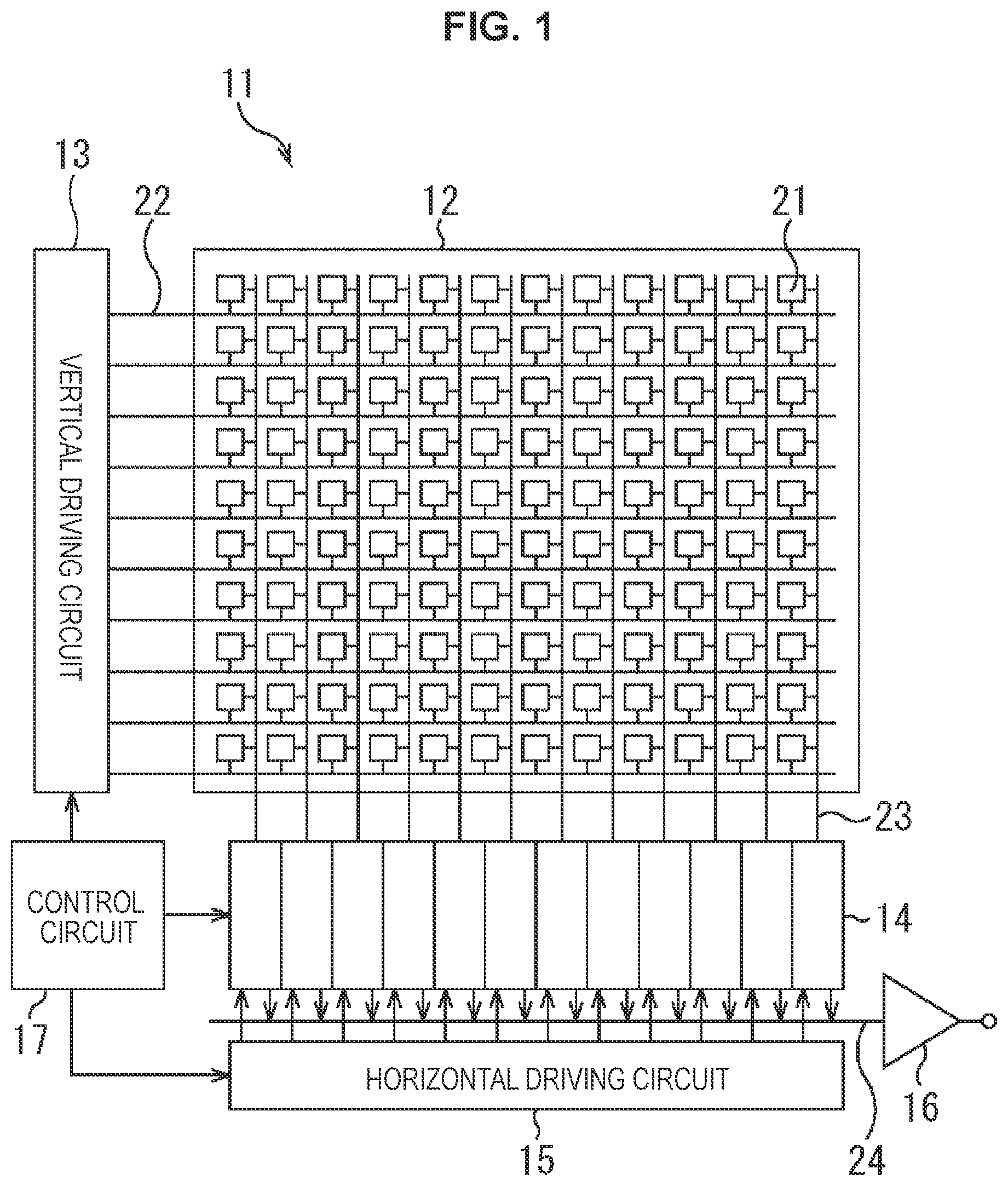 Patent US11778349 — Imaging element, driving method, and electronic device — Figure 1