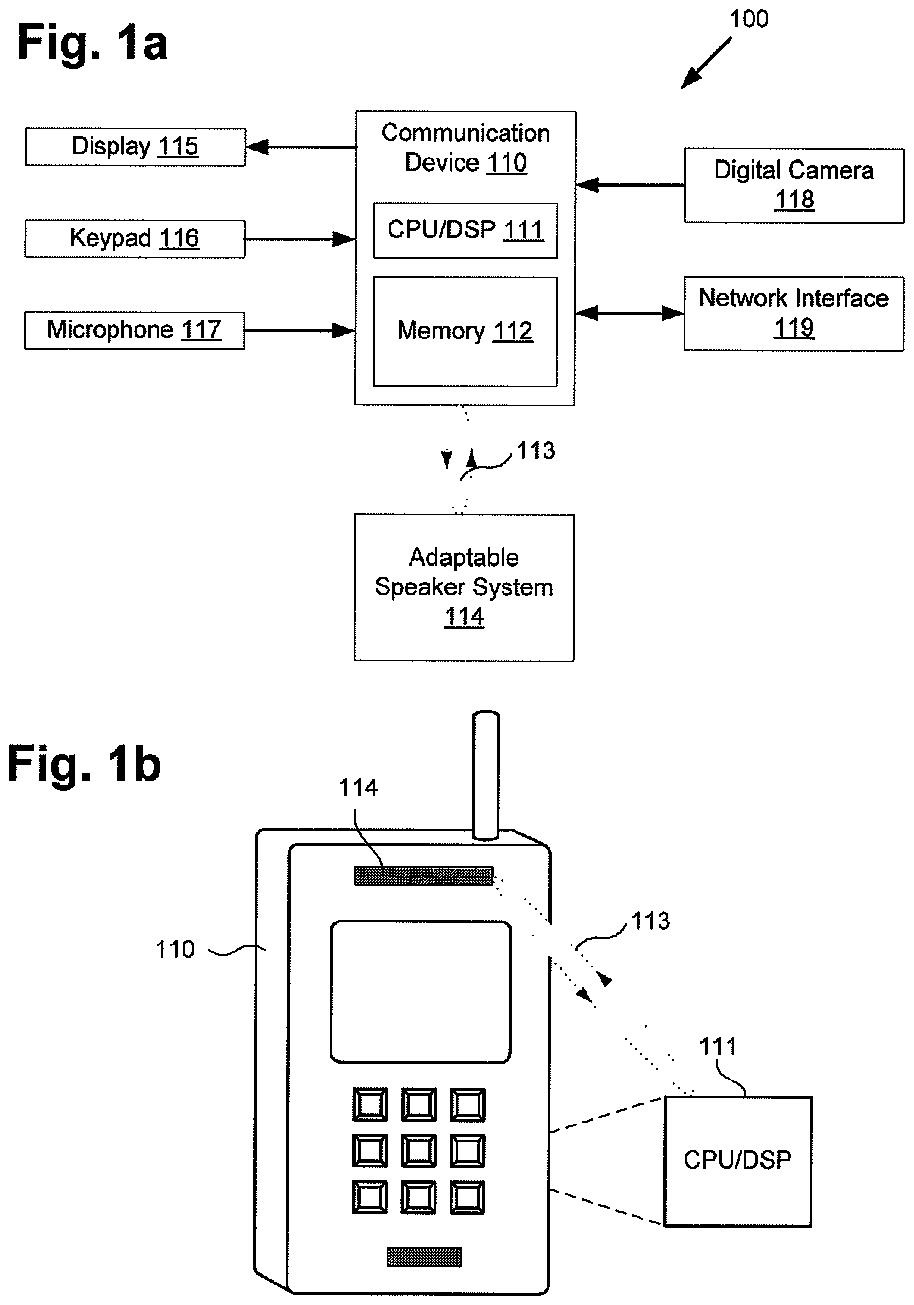 Patent US11778375 — Mobile communication devices having adaptable features and methods for implementation — Figure 1