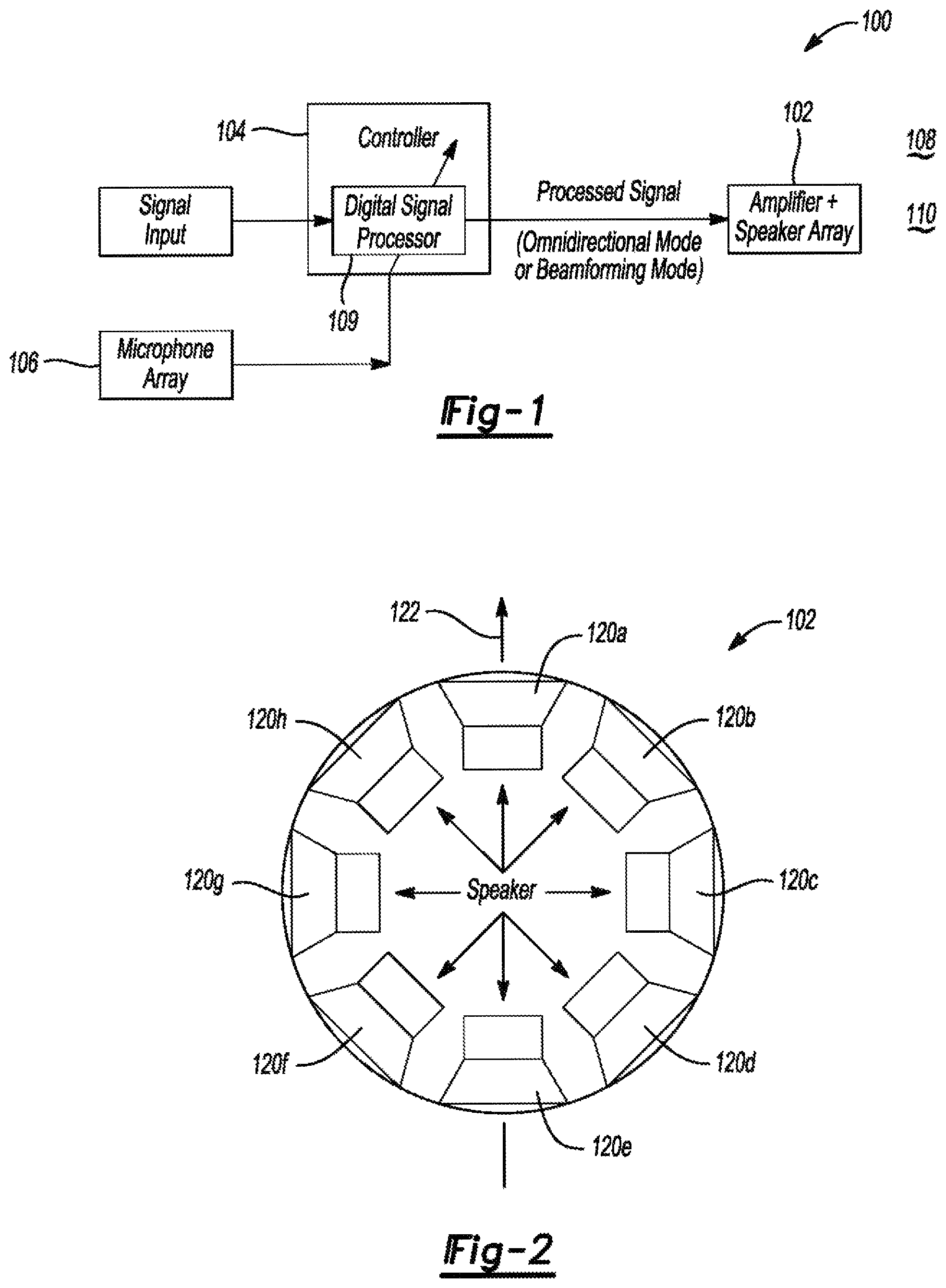 Patent US11778379 Figure 1 – System and method for omnidirectional adaptive loudspeaker
