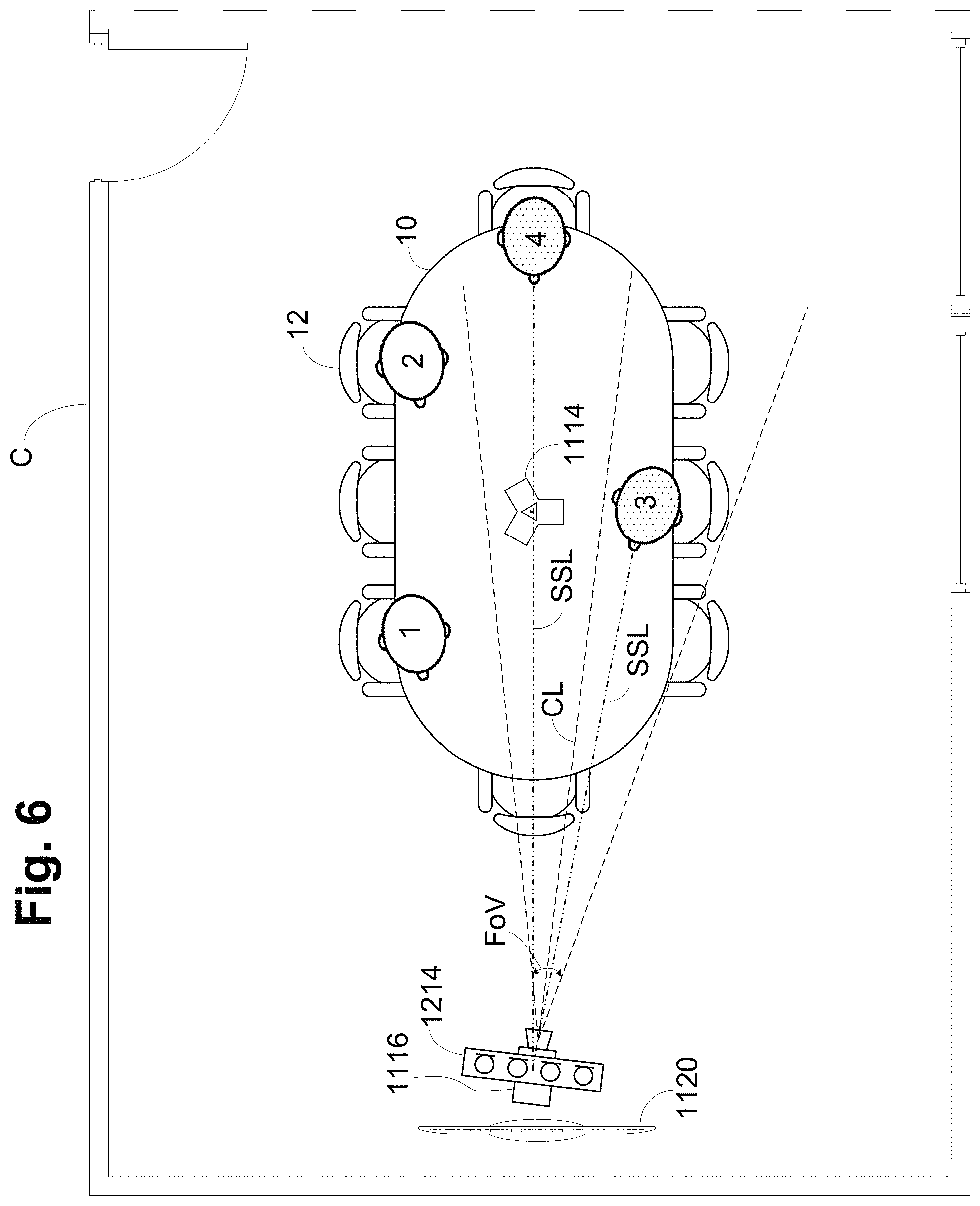 Patent US11778407 Figure 6 – Camera-view acoustic fence
