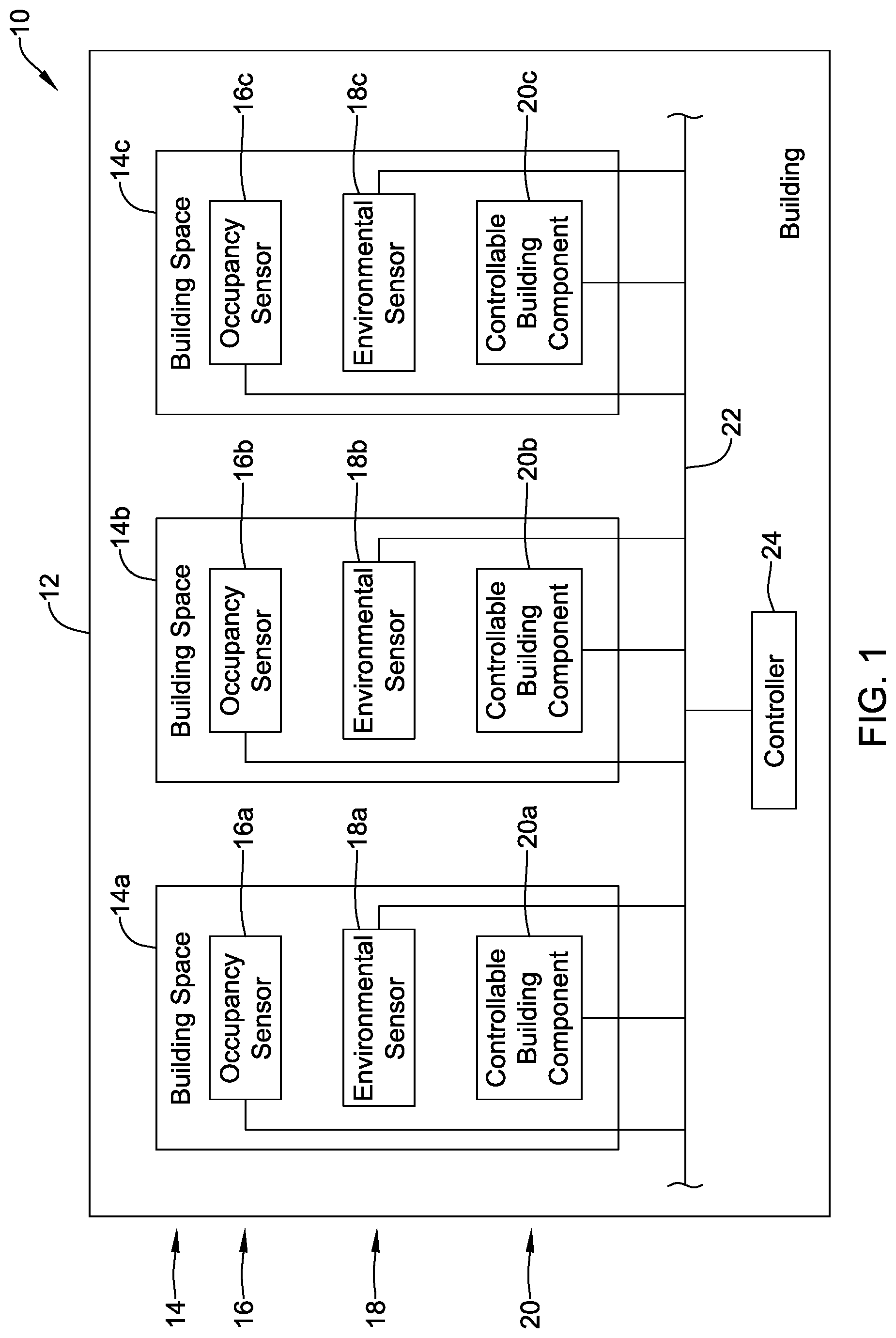 Patent US11778423 — Using smart occupancy detection and control in buildings to reduce disease transmission — Figure 1