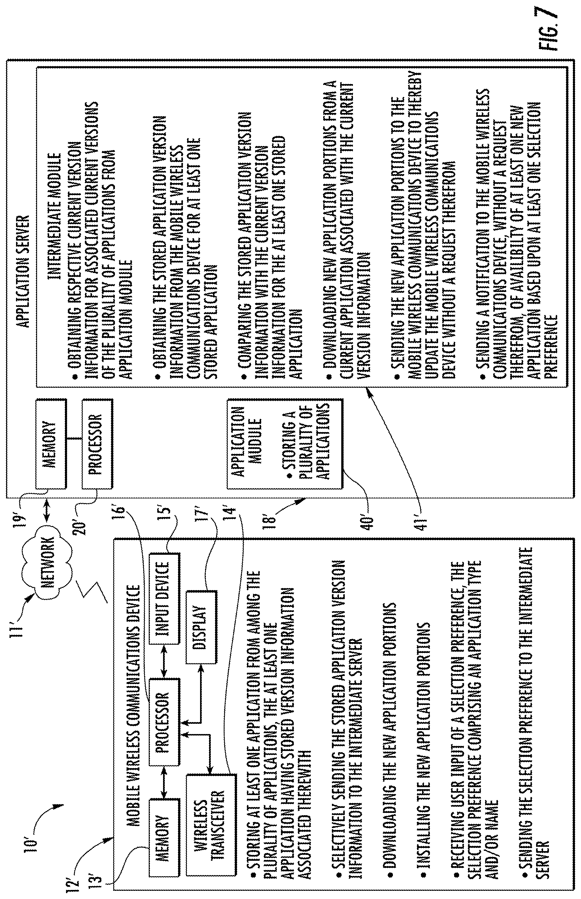 Patent US11778438 Figure 6 – Server for sending new application portions to mobile wireless communications devices and related methods