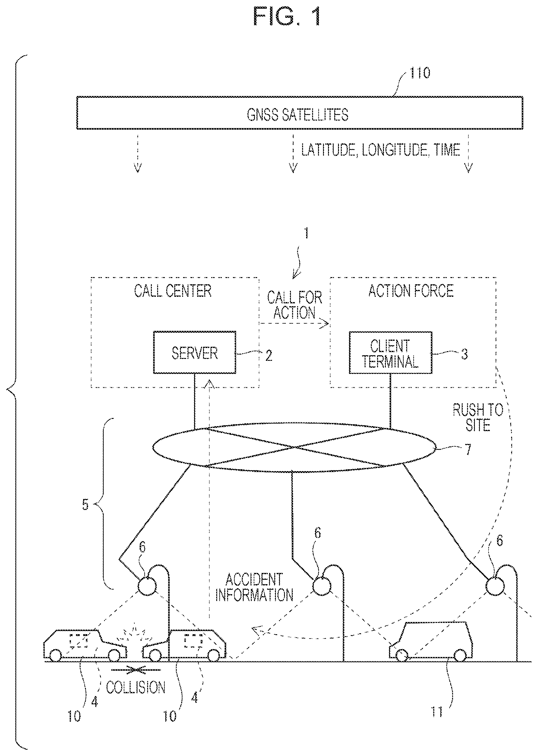 Patent US11778445 — Vehicle with automatic reporting function — Figure 1