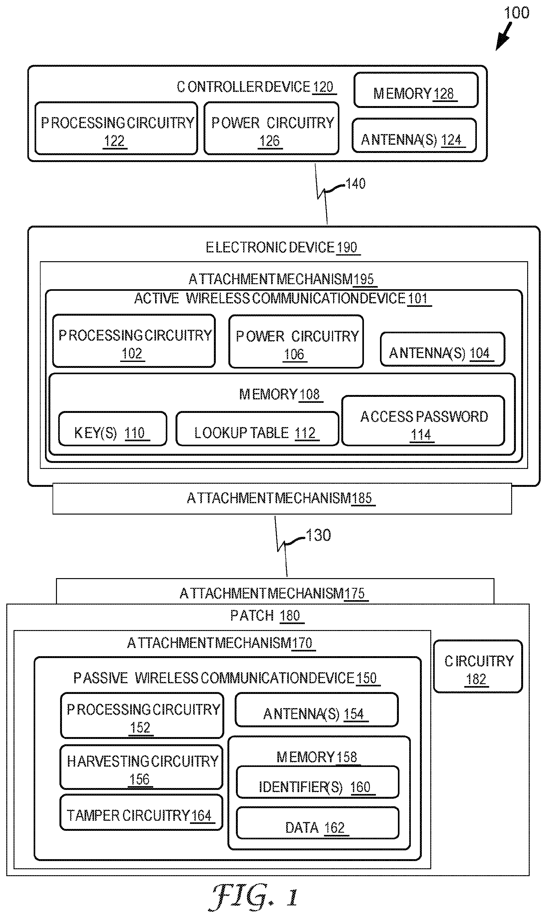 Patent US11778465 — Wireless authentication systems — Figure 1