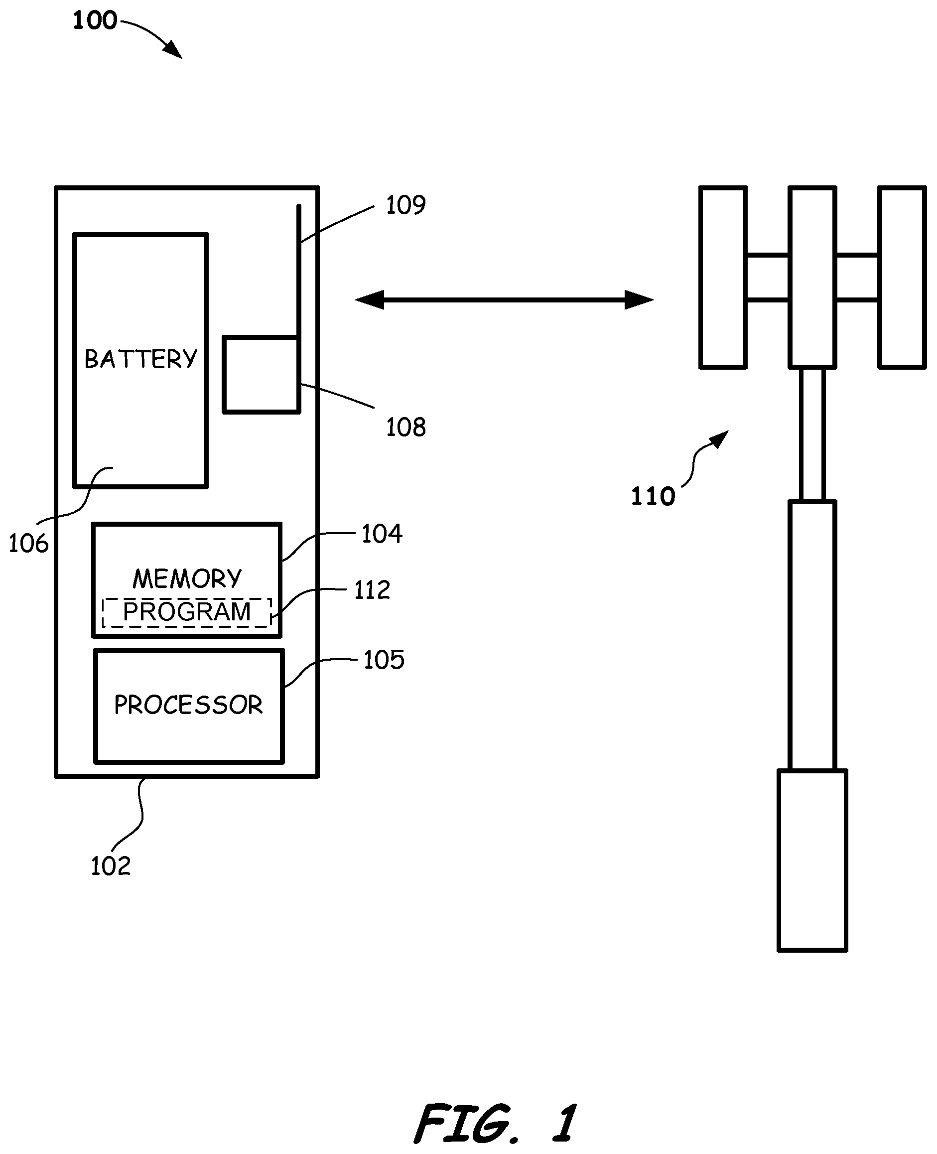 Patent US11778562 — Methods and apparatus for reducing mobile telephone power consumption and/or radiation exposure — Figure 1