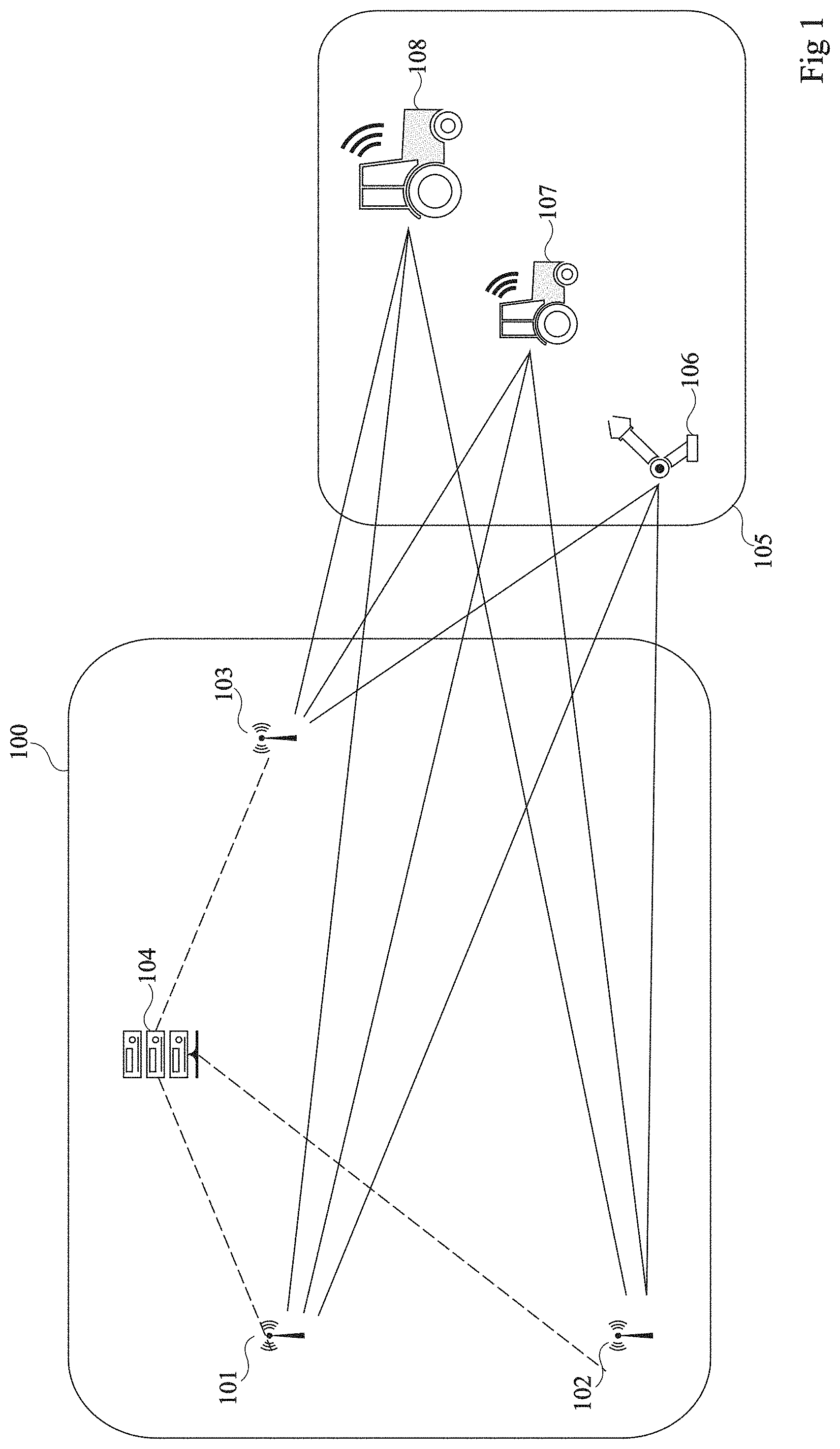 Patent US11778579 — Frequency drift compensation in a distributed multiple-input-multiple-output network — Figure 1
