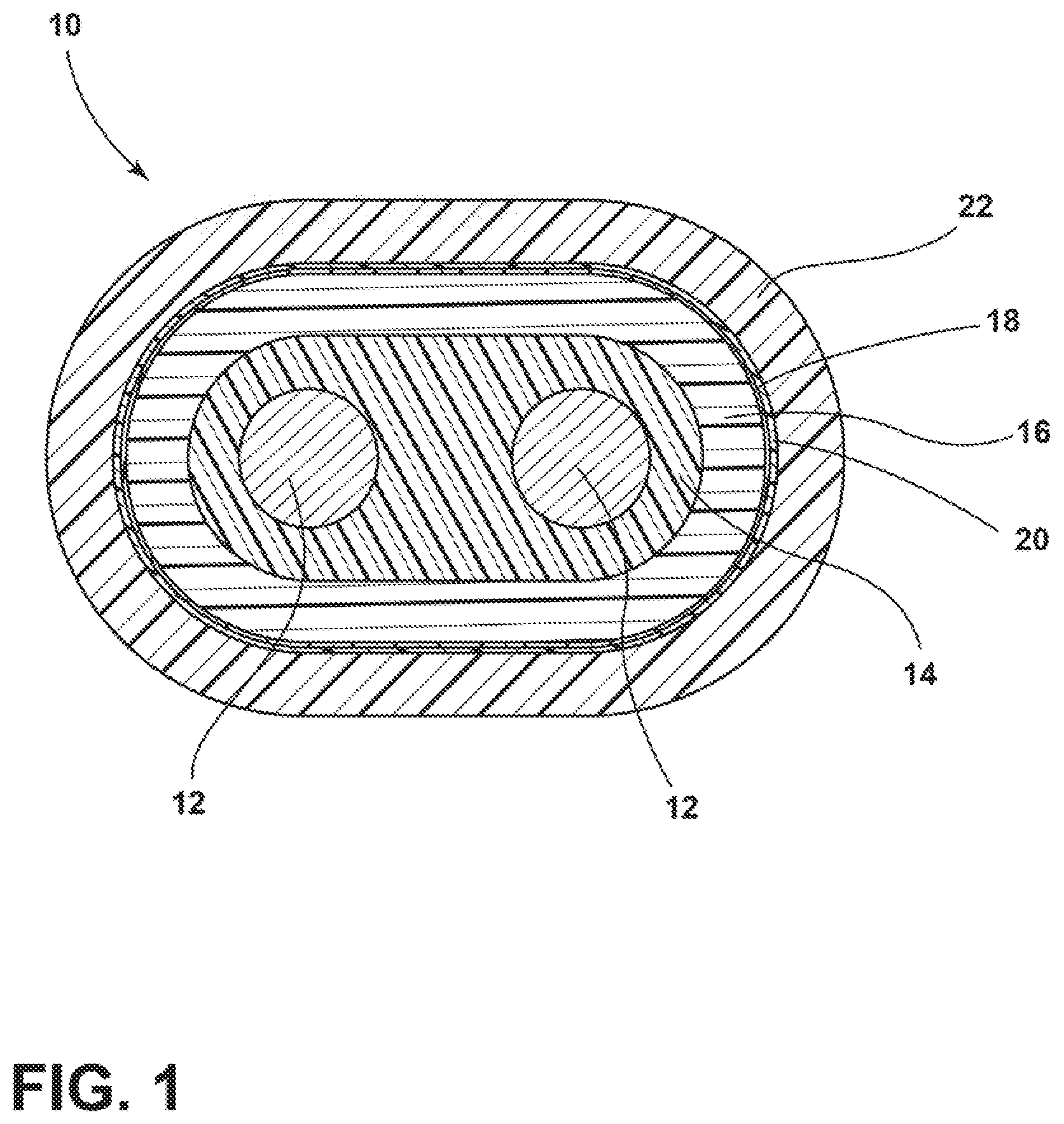 Patent US11778700 — Flammability of heating cable — Figure 1