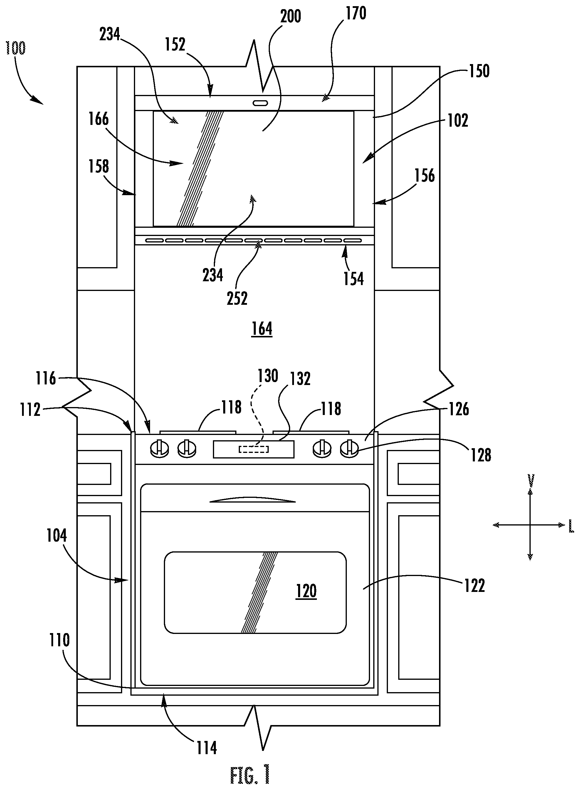 Patent US11778702 — Over-the-range microwave including cooling fans and method of operating an over-the-range microwave — Figure 1
