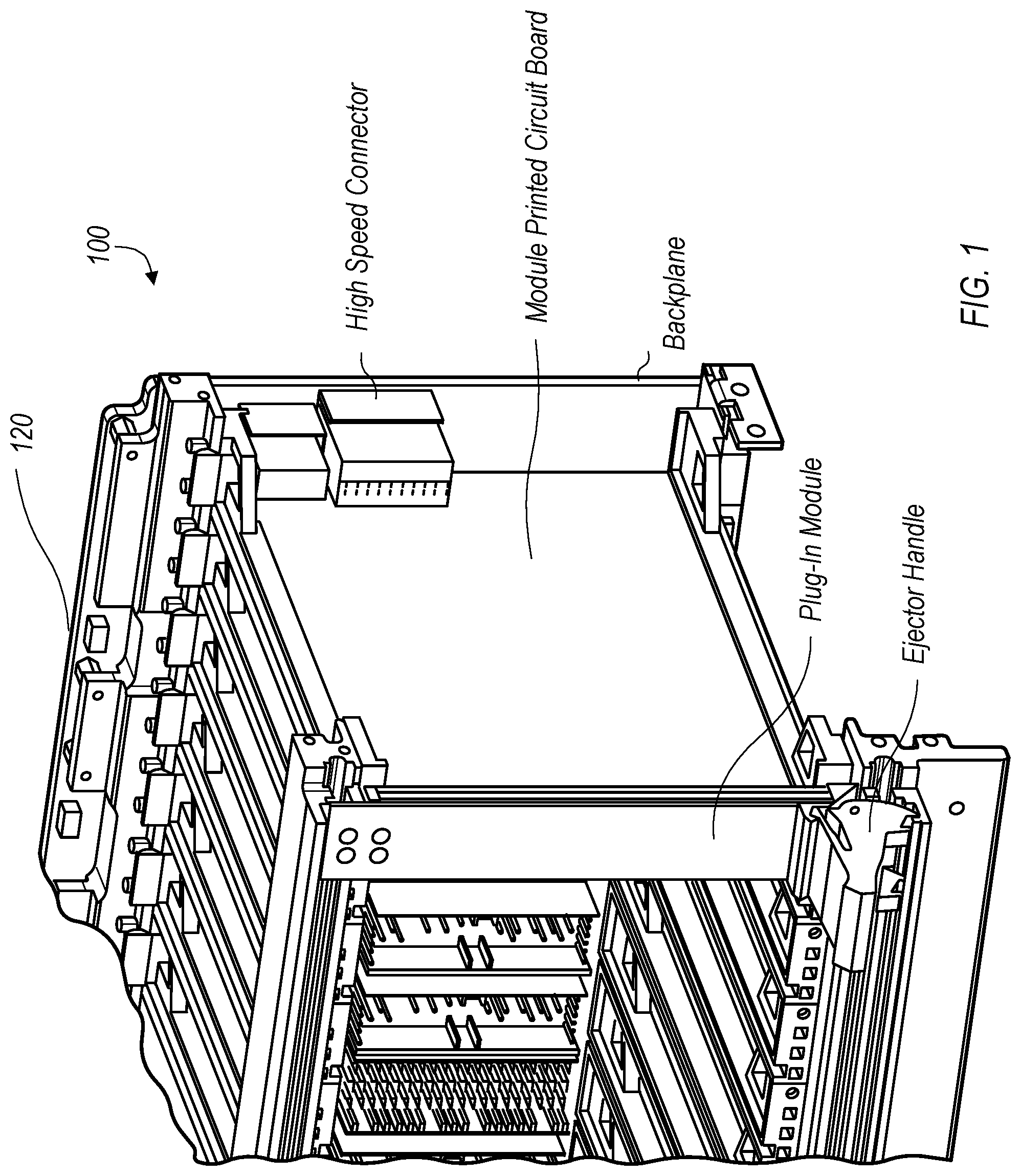 Patent US11778768 — High-speed performance electrical connector for modular electronics systems — Figure 1