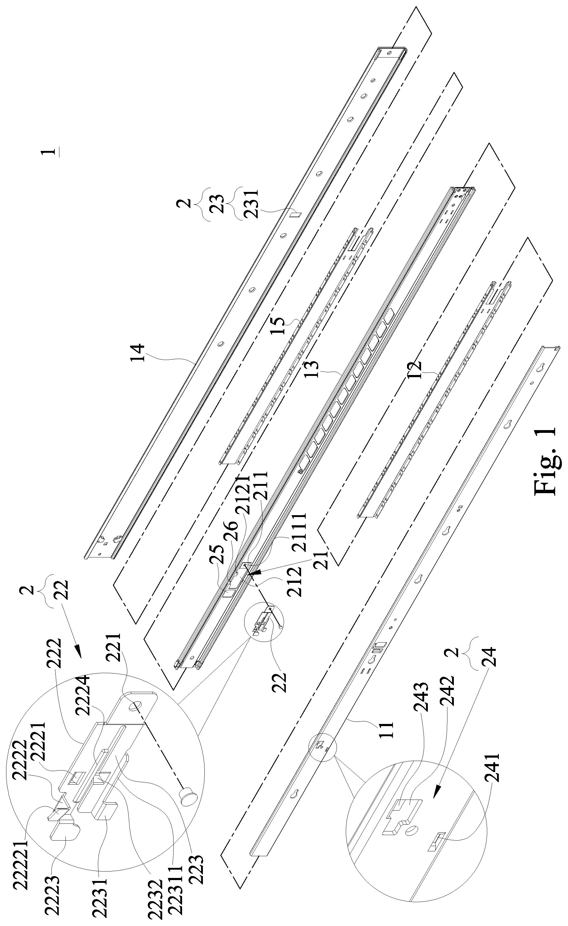 Patent US11778770 — Synchronizing and locking mechanism of server slide rail — Figure 1