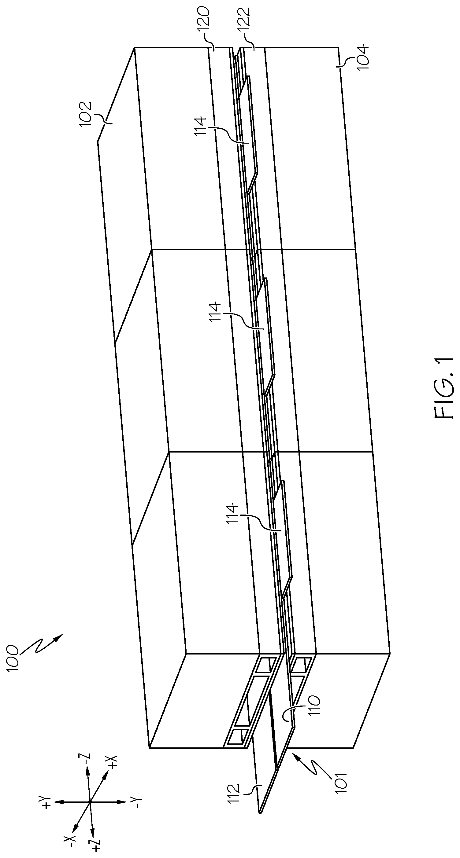 Patent US11778793 — Systems including an integrated power module with vias and methods of forming the same — Figure 1
