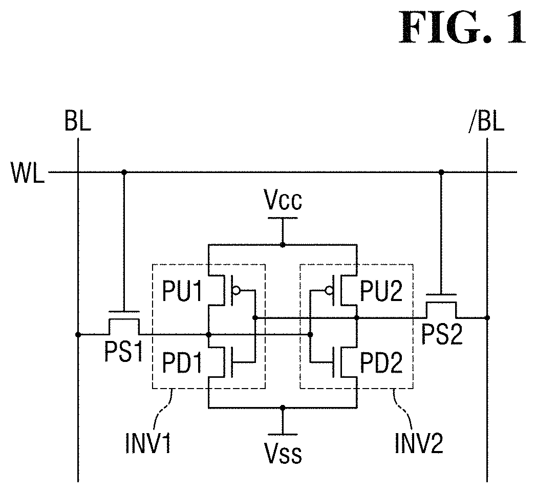 Patent US11778801 — Semiconductor device having a node capping pattern and a gate capping pattern — Figure 1