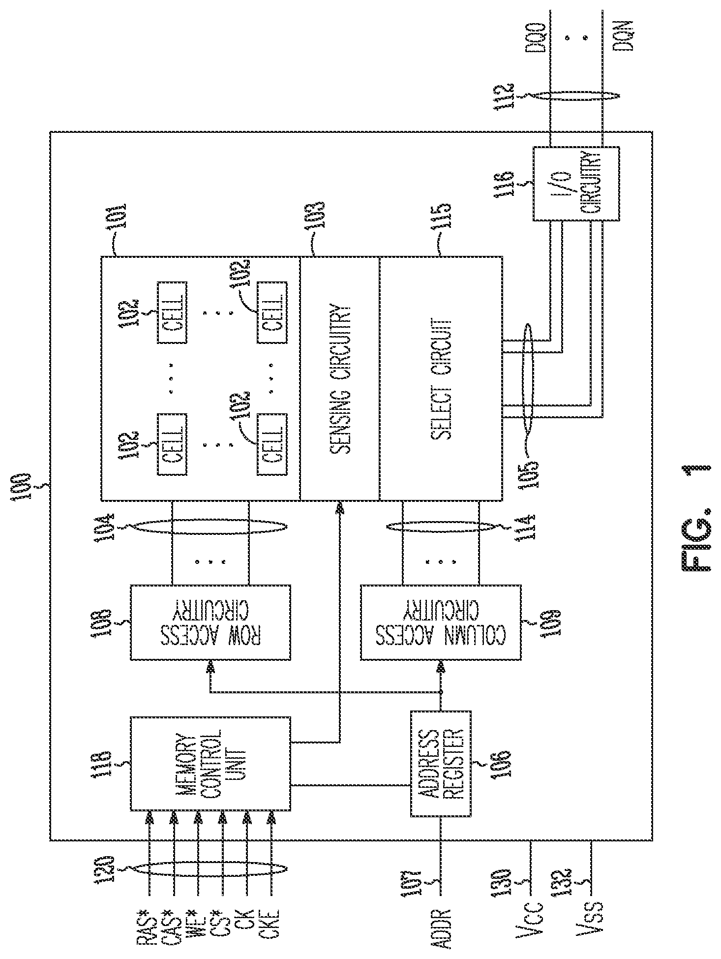 Patent US11778806 — Memory device having 2-transistor vertical memory cell and separate read and write gates — Figure 1