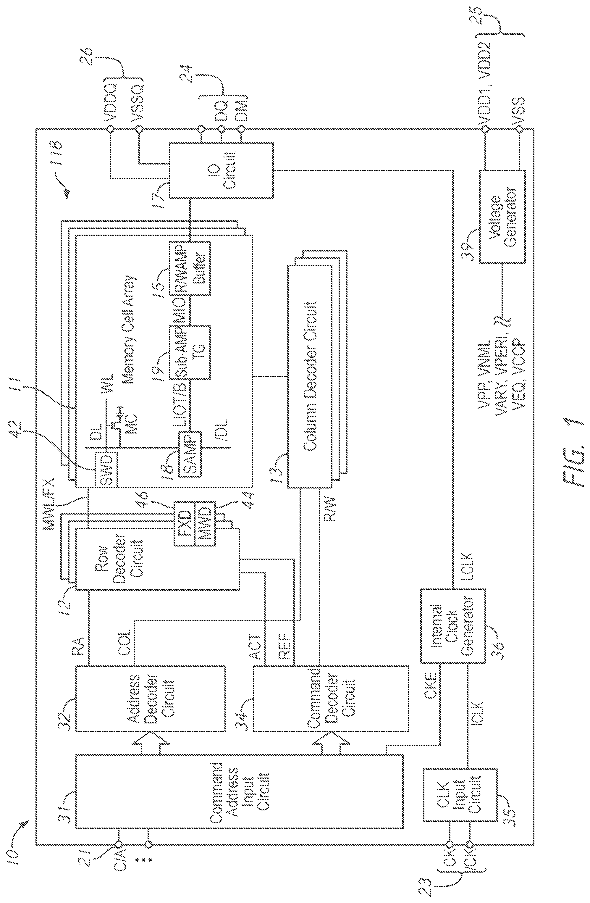 Patent US11778813 Figure 1 – Memory subword driver layout