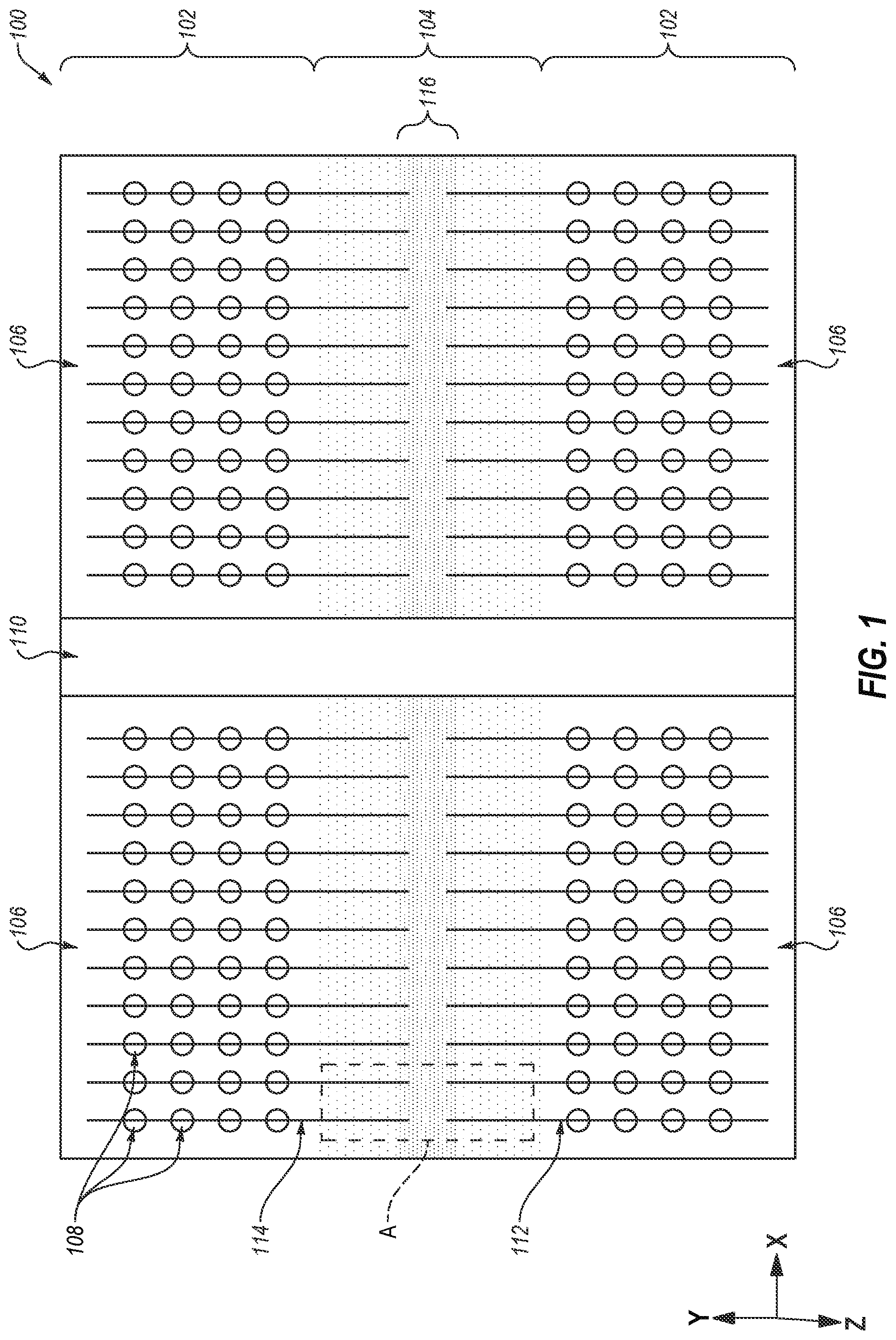 Patent US11778827 — Memory devices including multiplexer devices, and related electronic systems — Figure 1