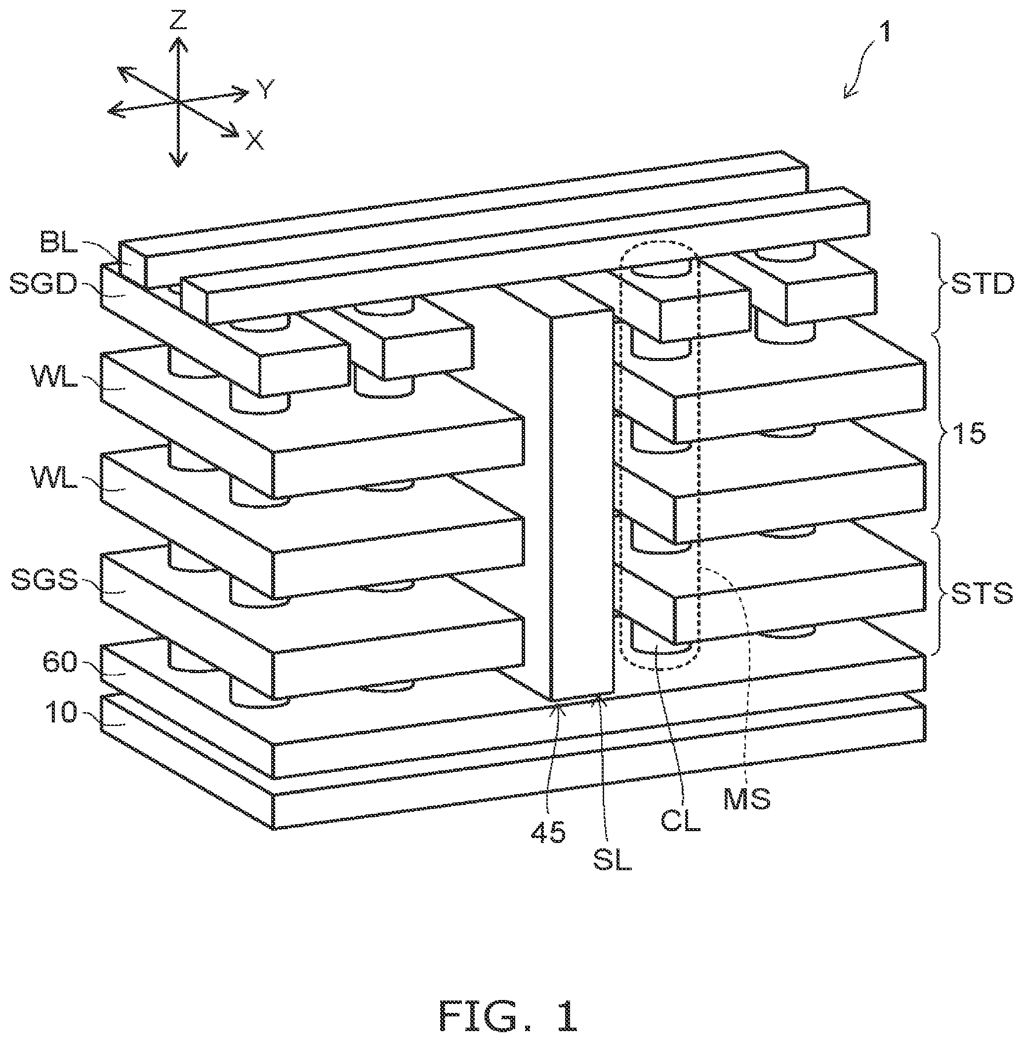 Patent US11778828 — Three-dimensional semiconductor memory device — Figure 1