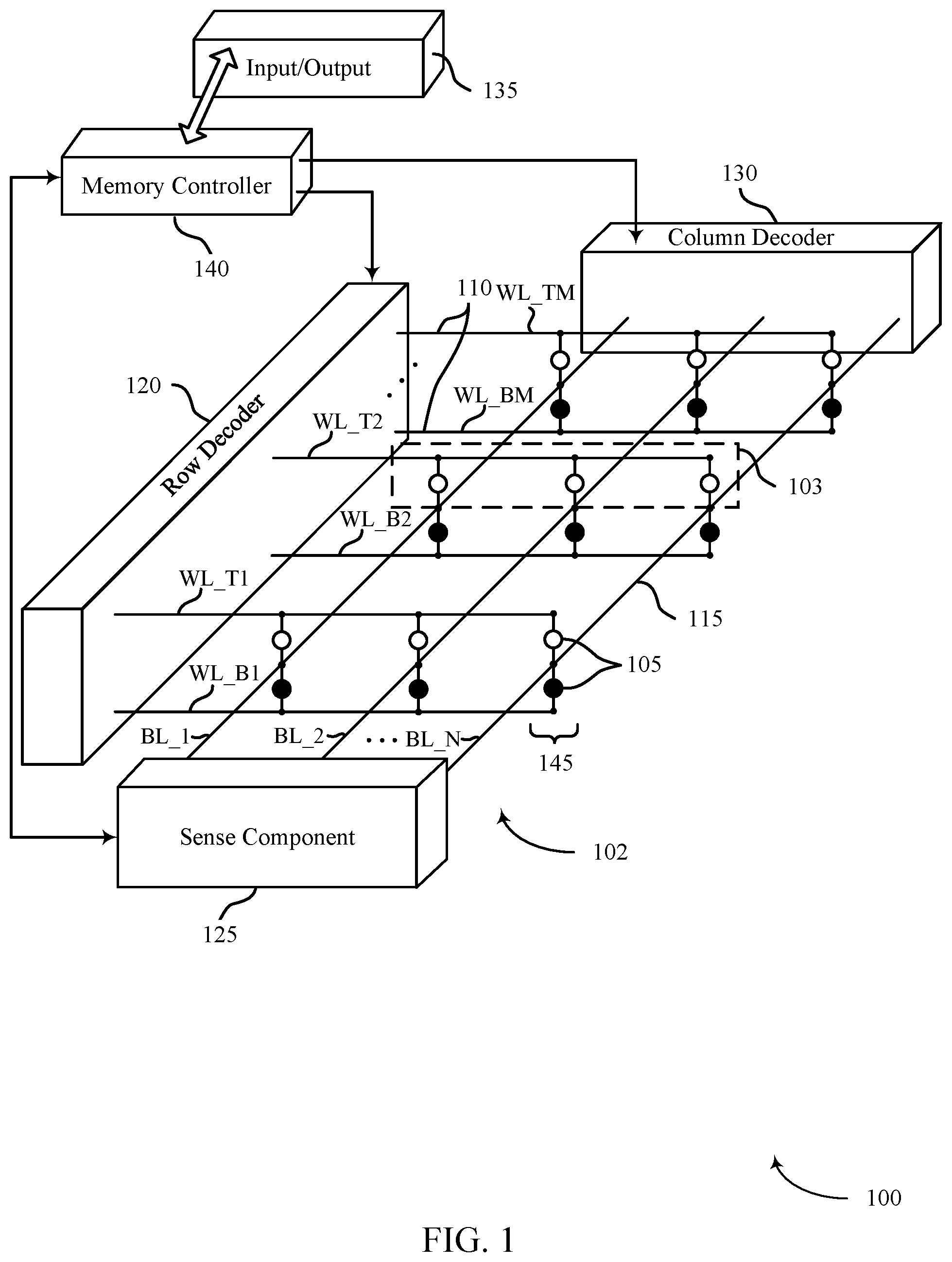 Patent US11778837 — Memory with optimized resistive layers — Figure 1