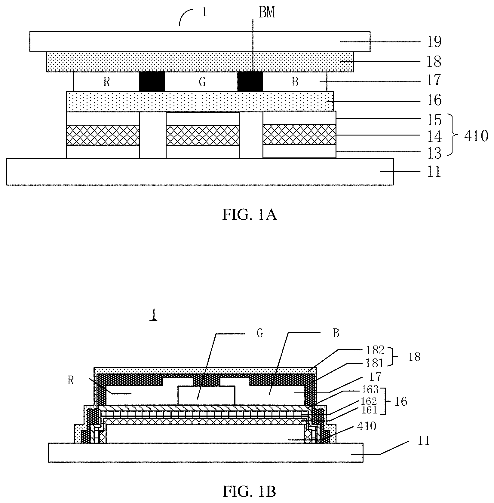 Patent US11778883 — Display device, manufacture method, and electronic equipment — Figure 1
