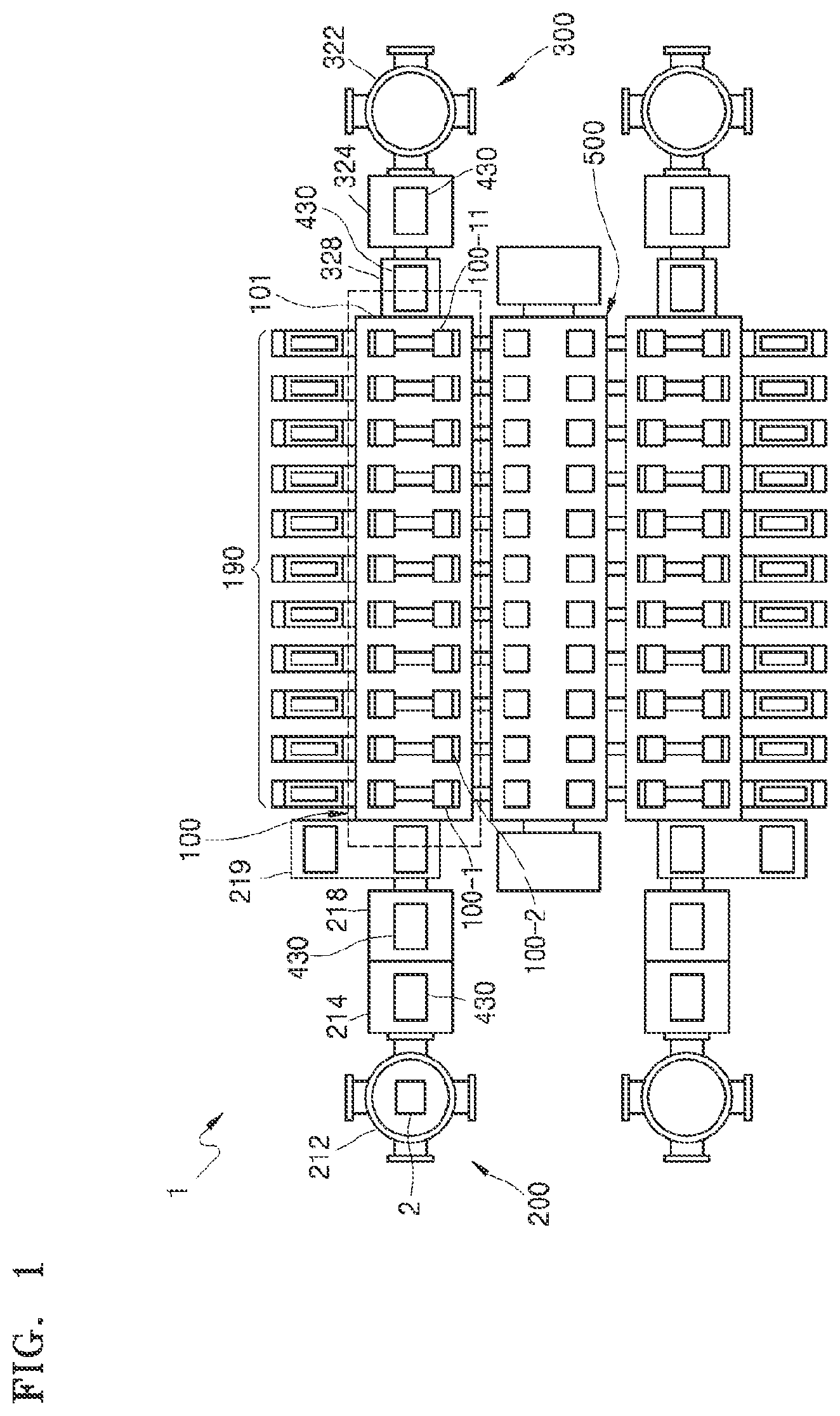 Patent US11778890 — Organic layer deposition apparatus and method of manufacturing organic light-emitting display apparatus using the same — Figure 1