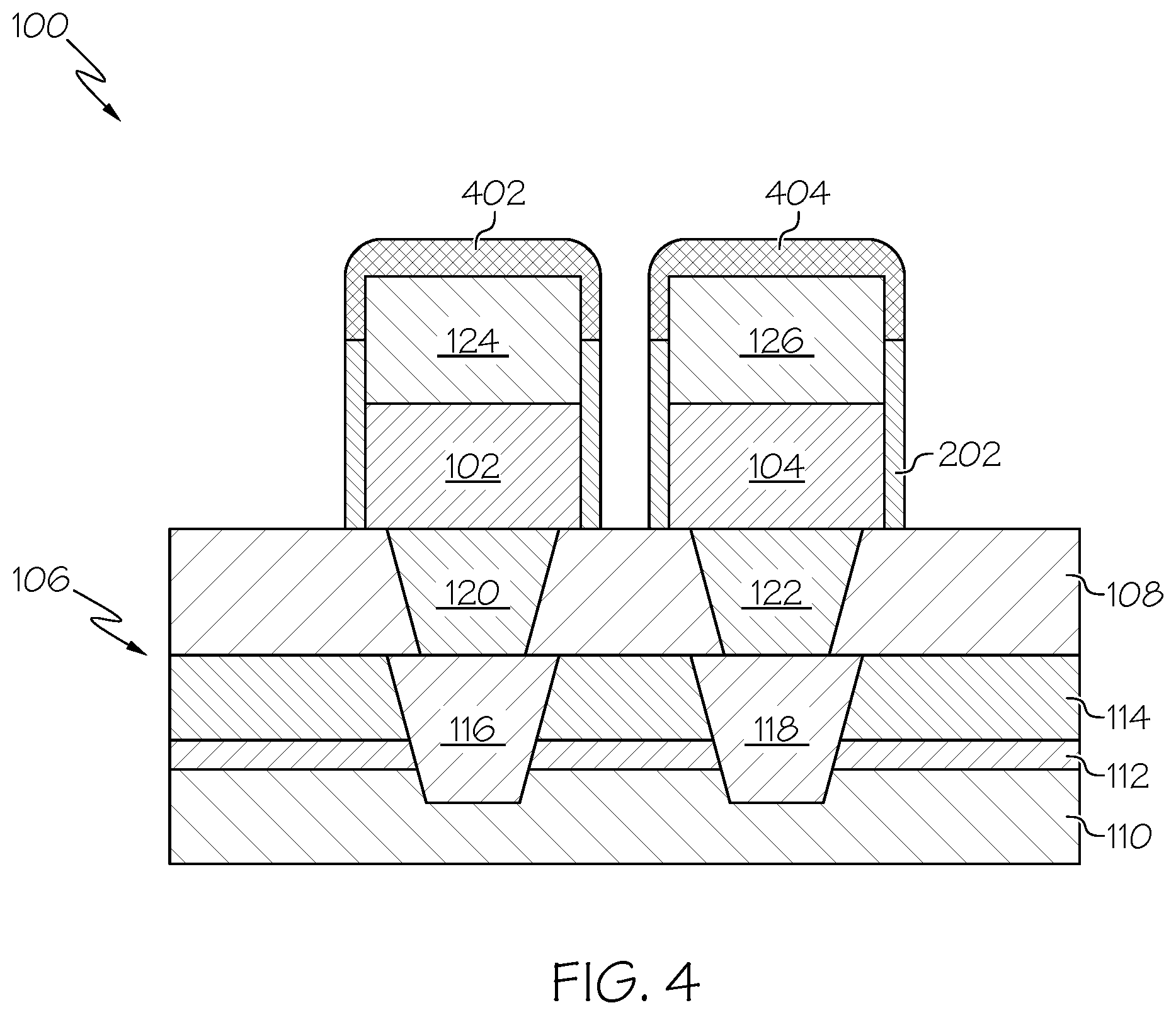 Patent US11778929 Figure 4 – Selective encapsulation for metal electrodes of embedded memory devices
