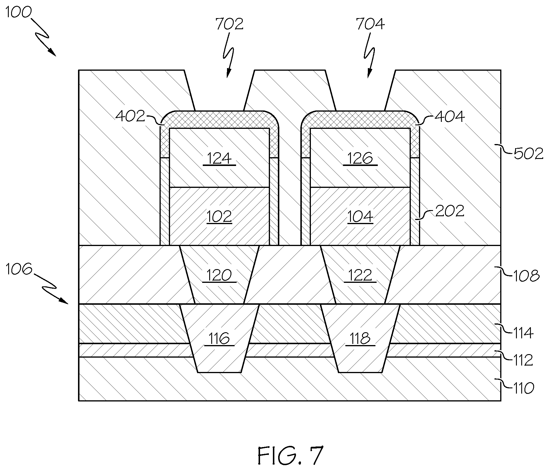 Patent US11778929 Figure 7 – Selective encapsulation for metal electrodes of embedded memory devices
