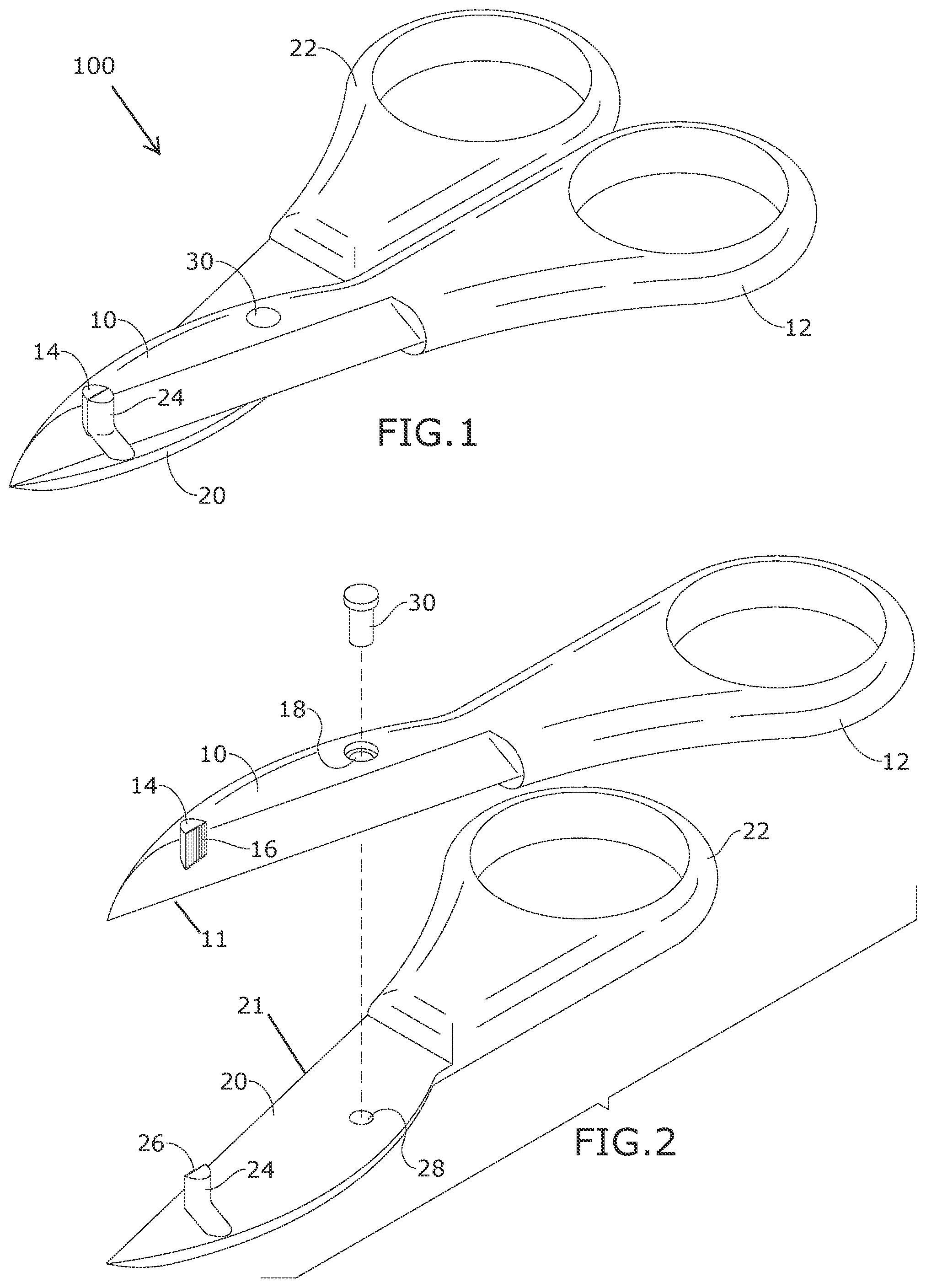 Patent US11778952 — Shearing device providing a pair of pincers for securing the sheared object — Figure 1