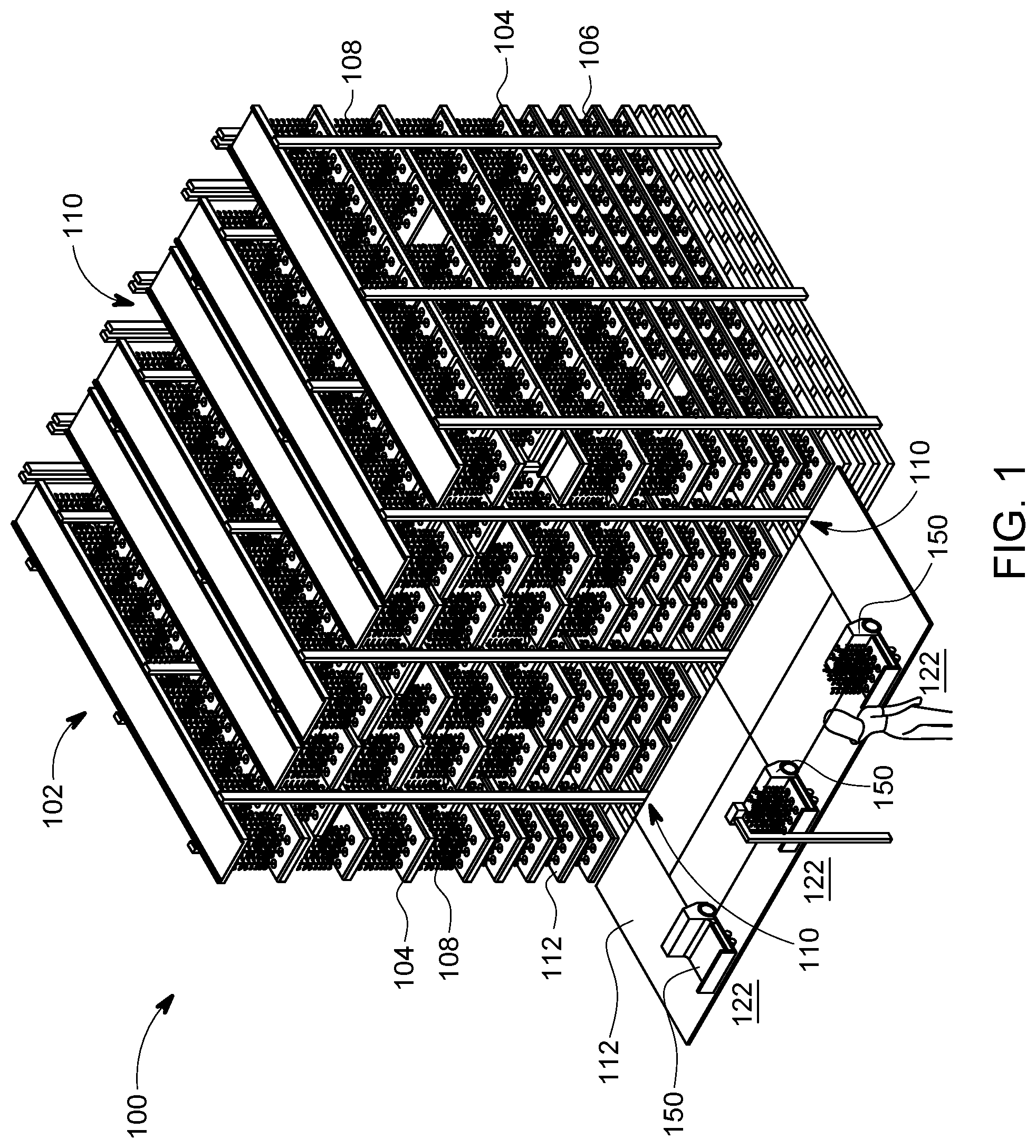 Patent US11778956 — Automated vertical farming system using mobile robots — Figure 1