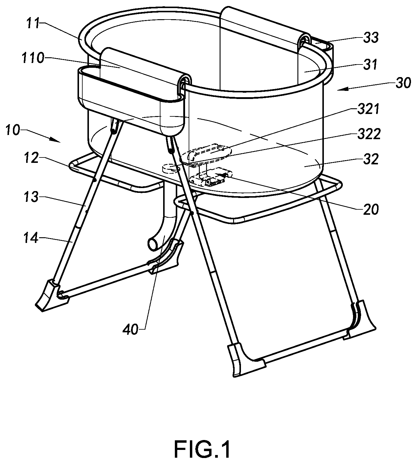 Patent US11778985 — Foldable container and foldable supporting frame thereof, and folding method — Figure 1