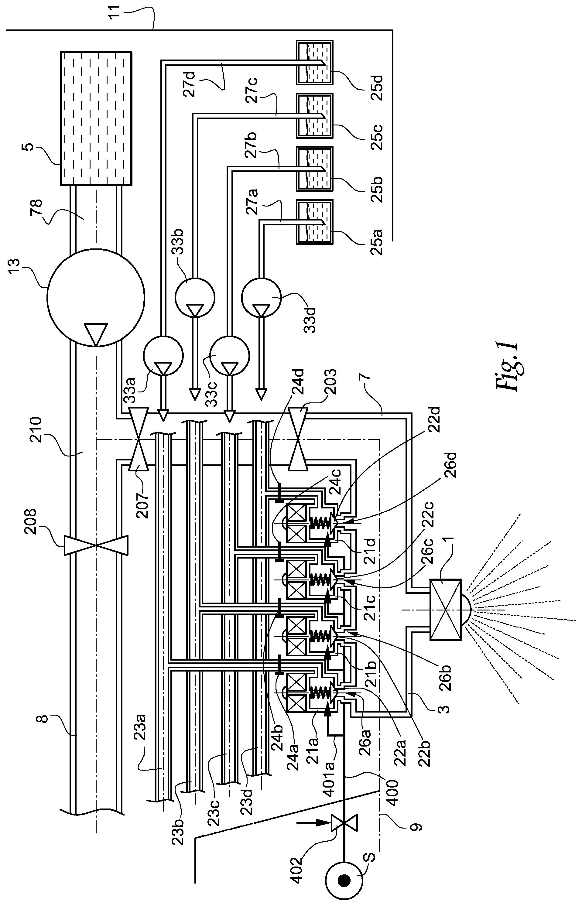 Patent US11779006 — Spraying assembly, and sprayer equipped with at least one such assembly — Figure 1