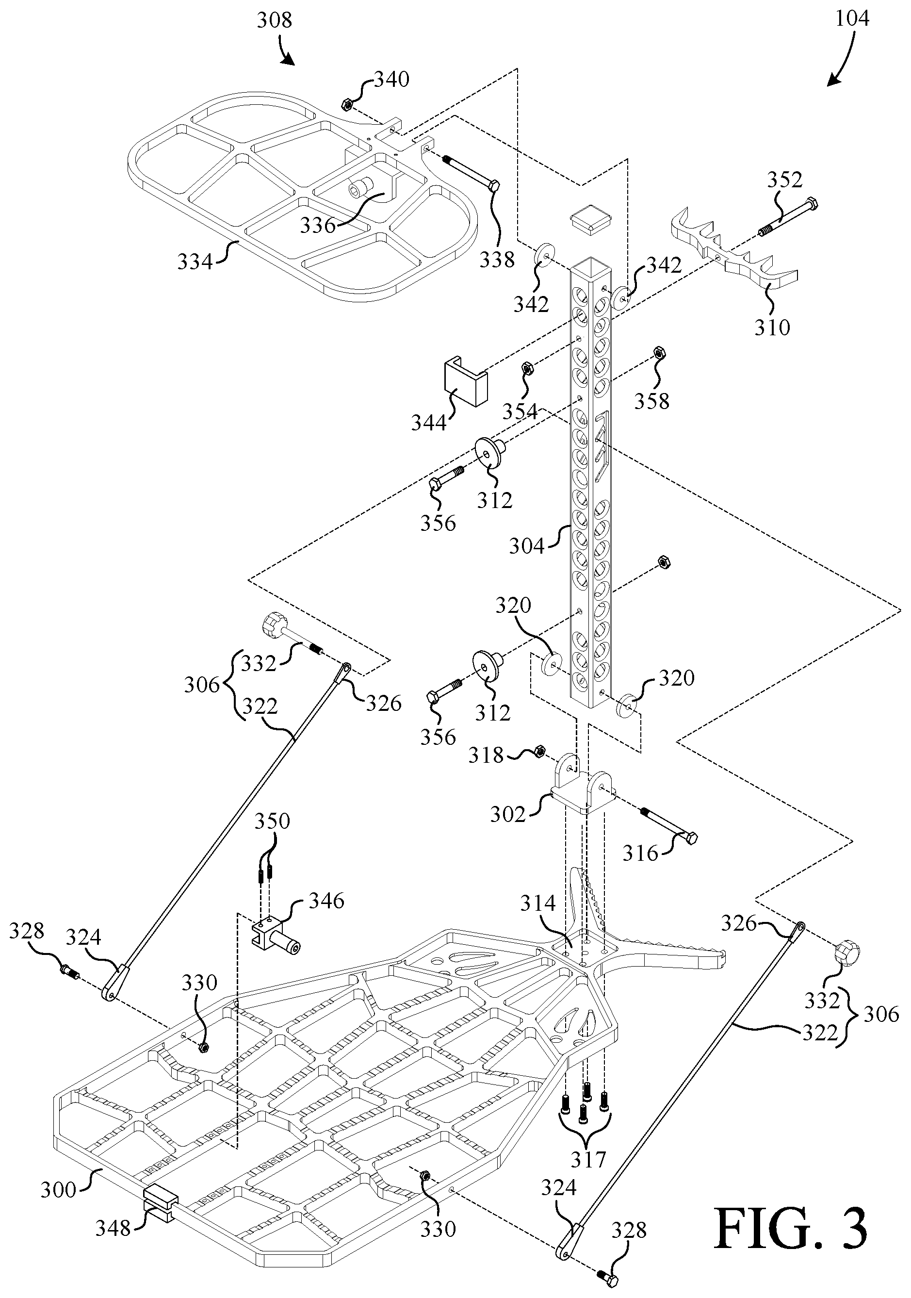 Patent US11779009 Figure 3 – Portable treestand and climbing stick system